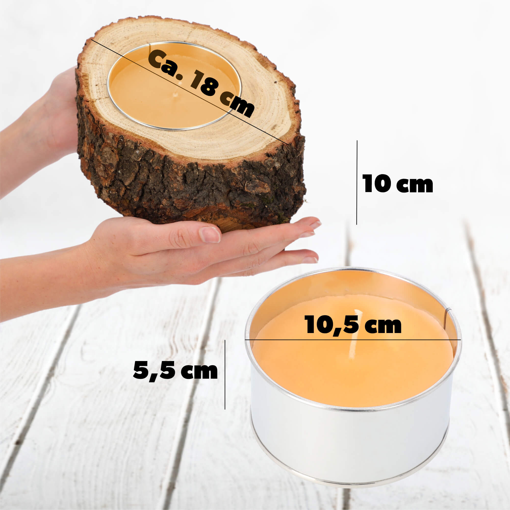 Świeca rustykalna zapachowa średnia 24 cm, pomarańczowa