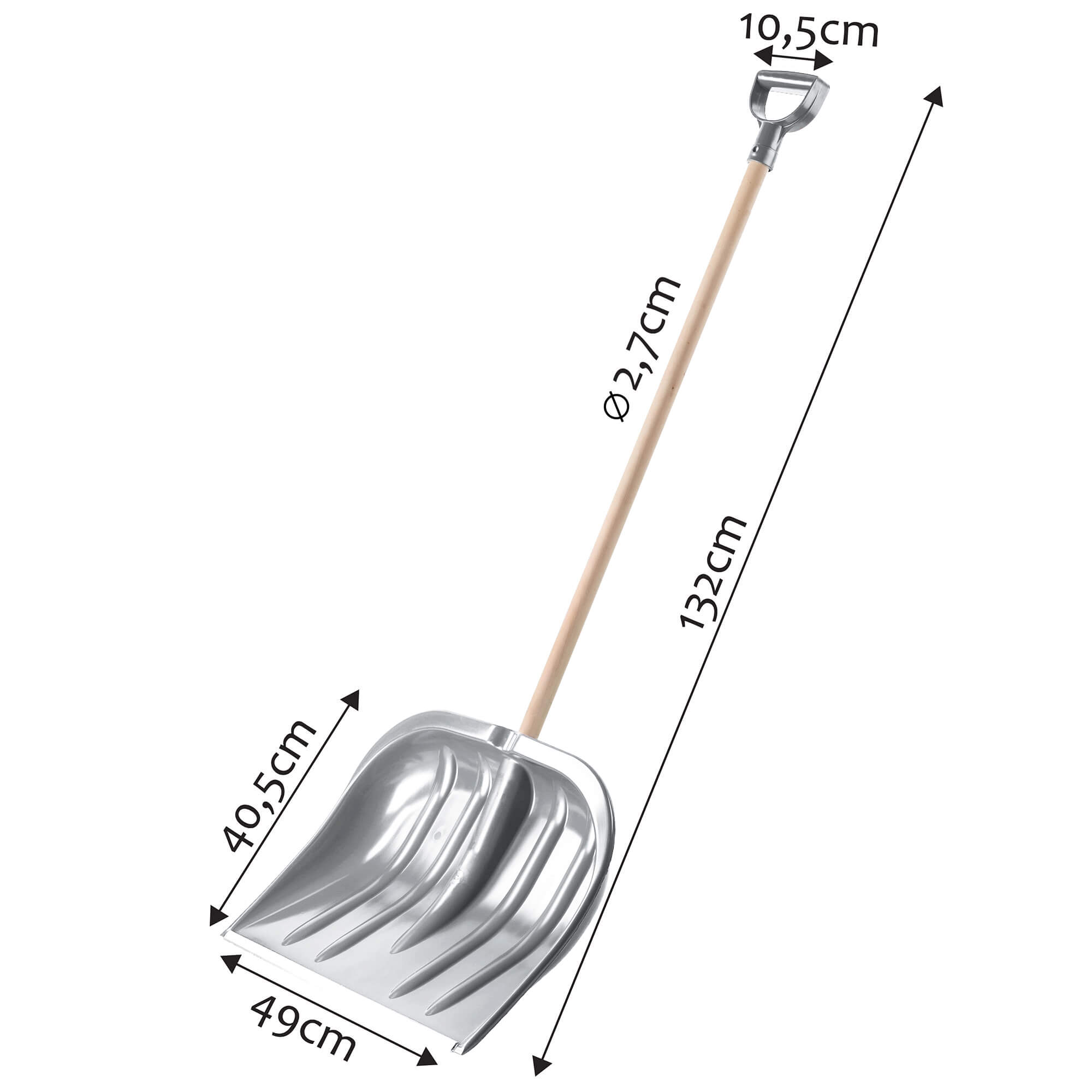 Zestaw do odśnieżania łopata do śniegu trzon drewniany srebrna + szufla łopata do śniegu czarna