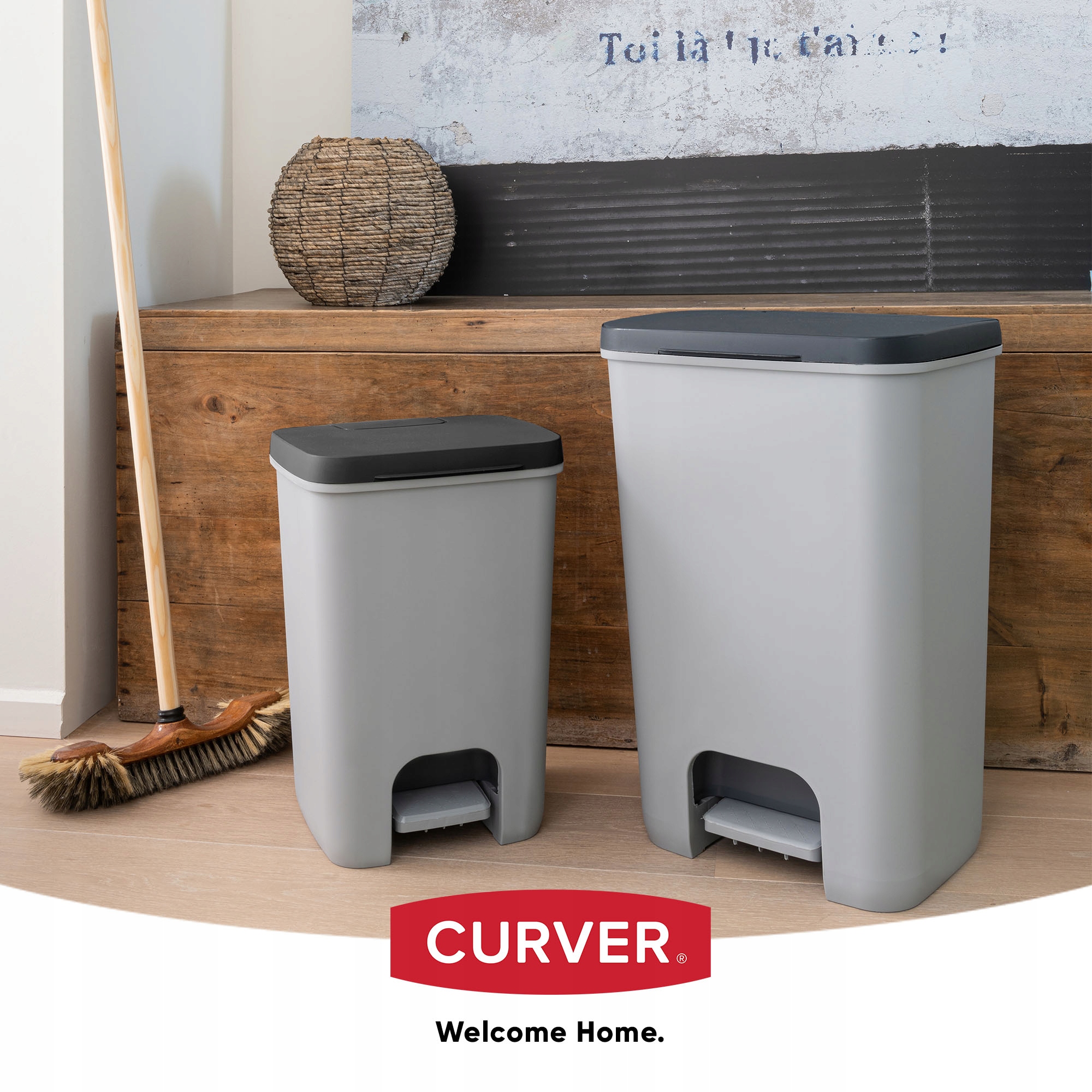 Kosz na śmieci do segregacji Curver Duo 40L, szary