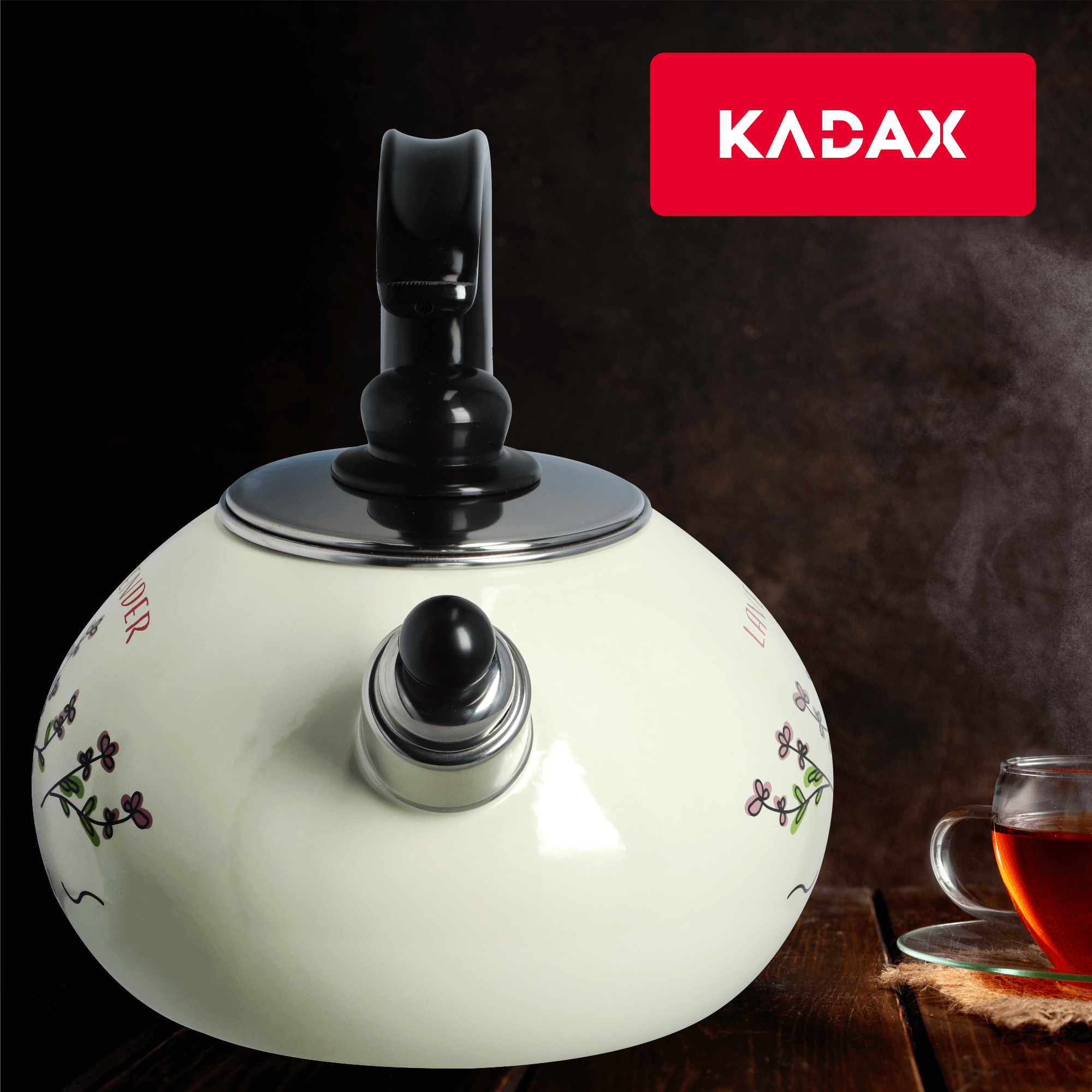 Czajnik emaliowany z gwizdkiem 2.2L, lawenda