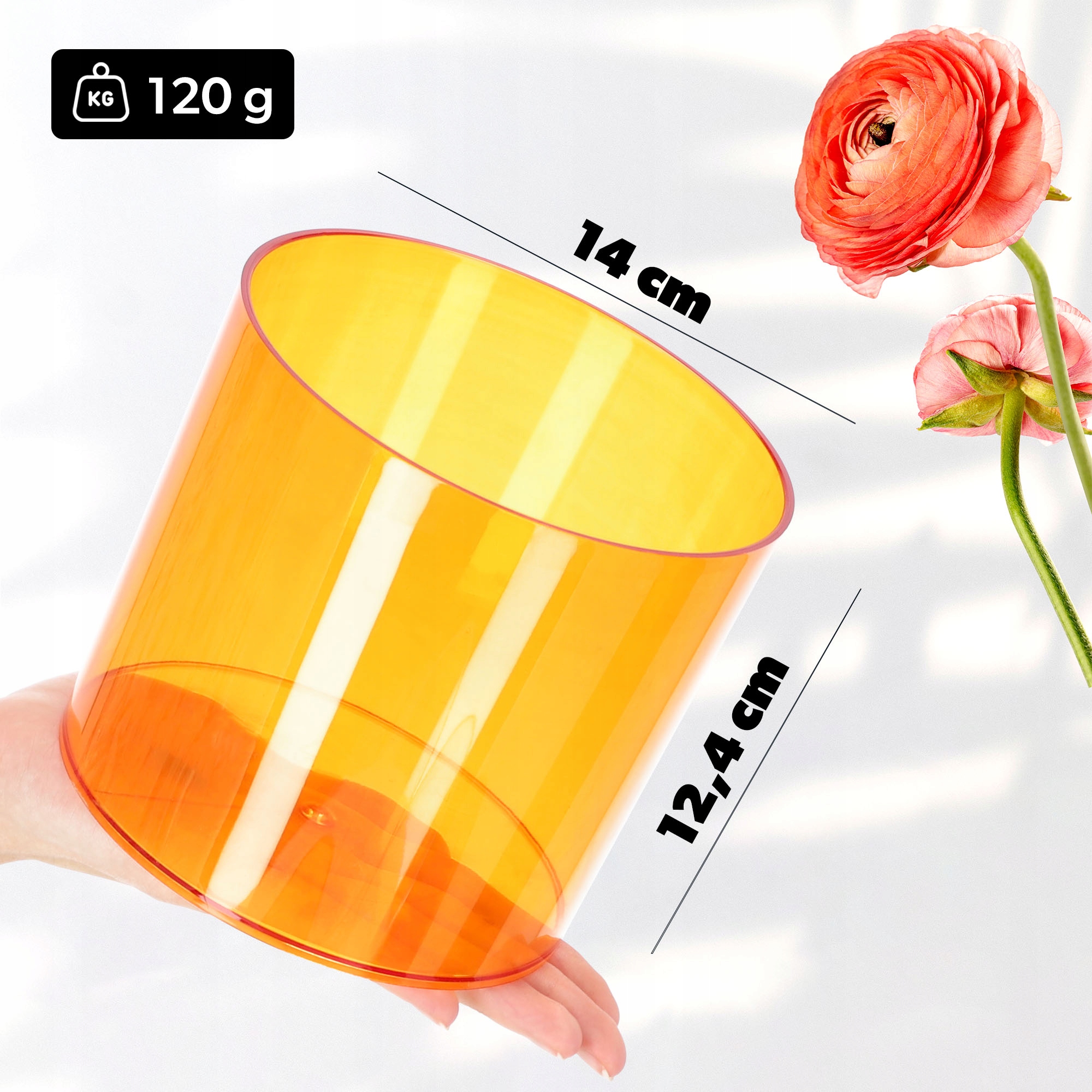 Doniczka na kwiaty okrągła Figari 14 cm, pomarańczowa