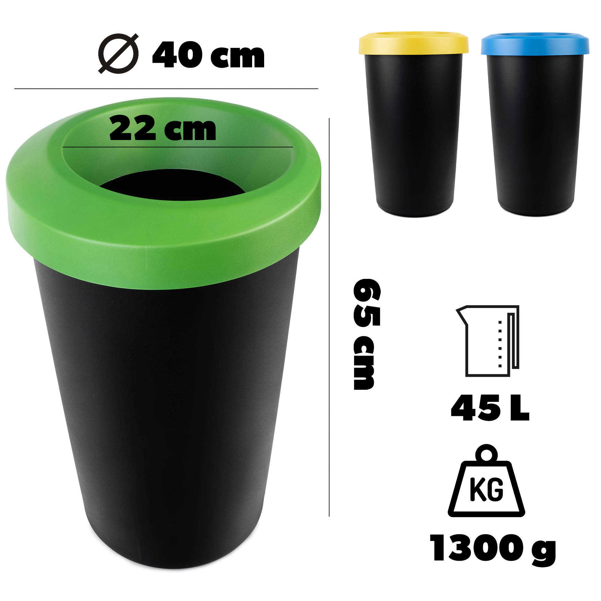 Kosz na śmieci Givry 3 x 45 L czarny