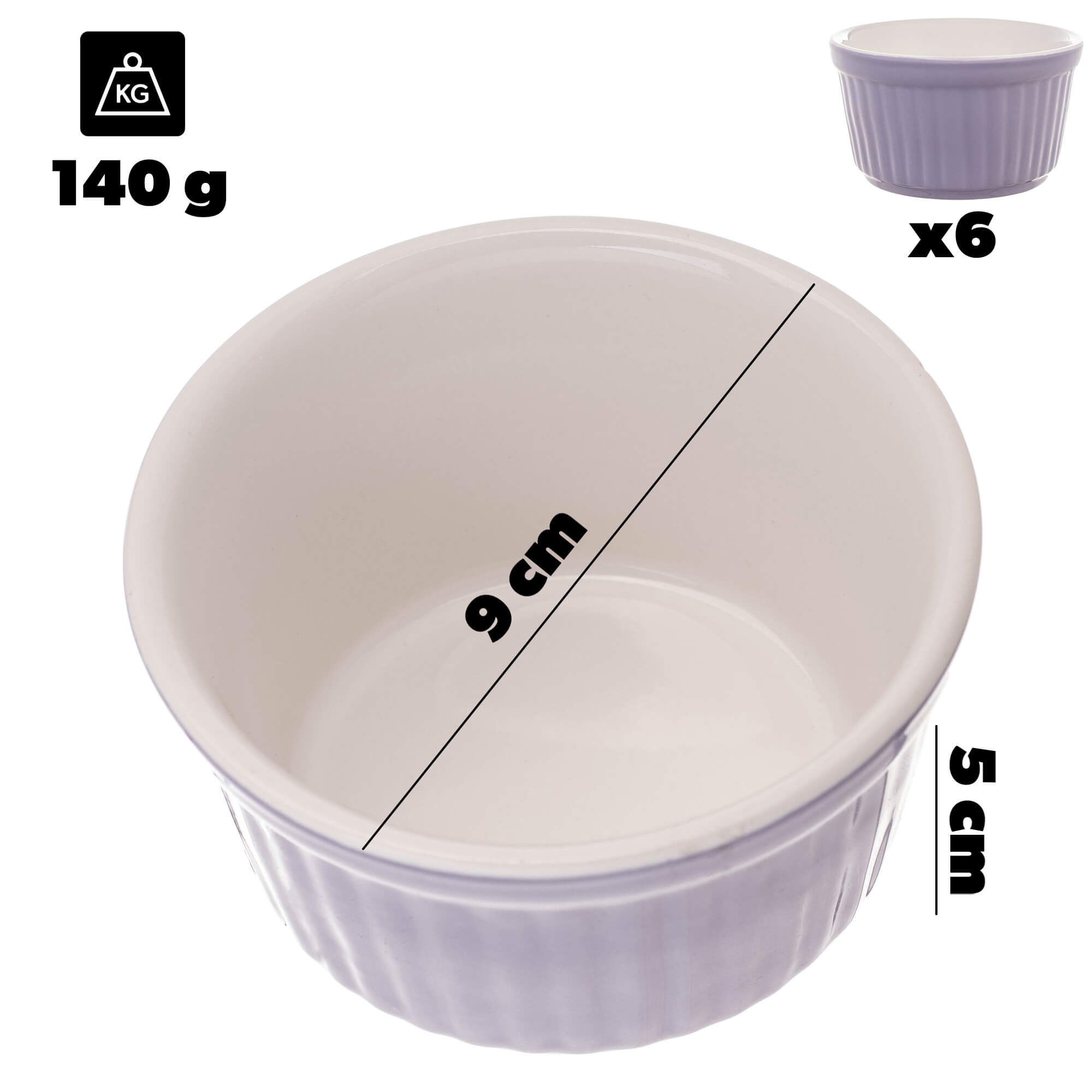 Naczynie ceramiczne do zapiekania Maes 9 x 5 cm fioletowe 6 szt.