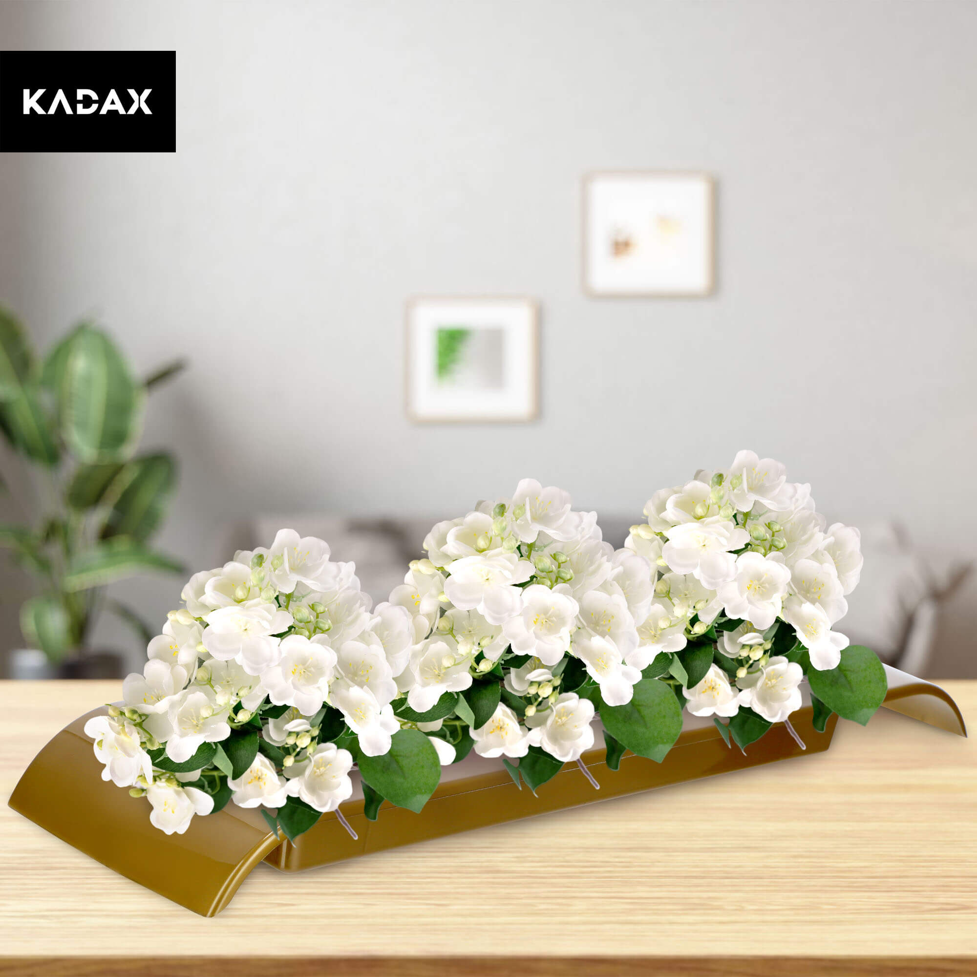 Ikebana na kwiaty prostokątna 4 x 47 cm, złota