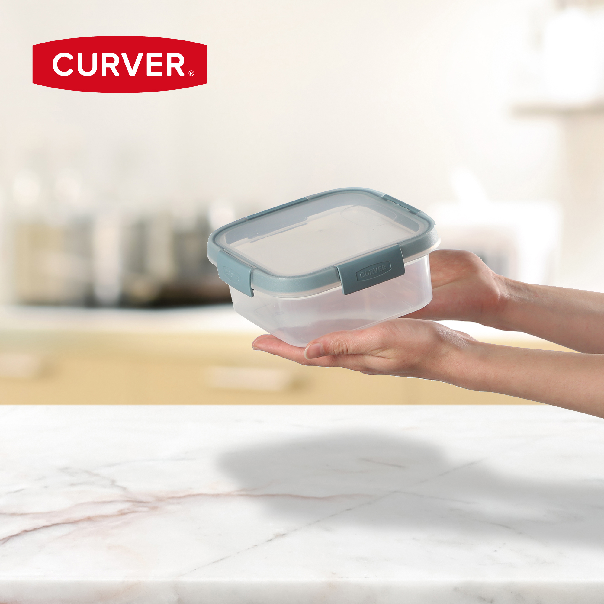 Pojemnik na żywność 0.9L Curver Smart Fresh Eco, szarobłękitny
