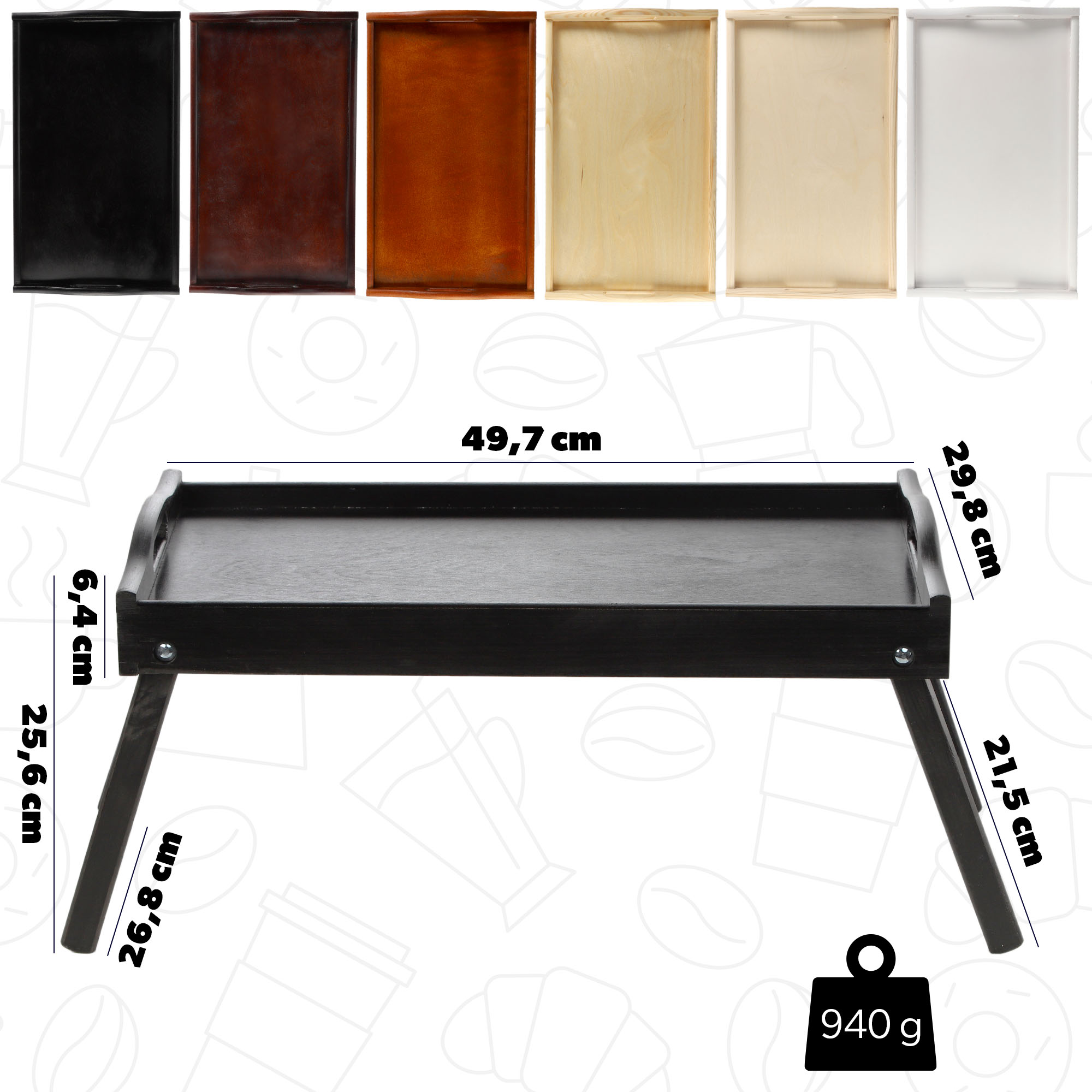 Stolik śniadaniowy Solia, pod laptopa, 50 cm, czarny