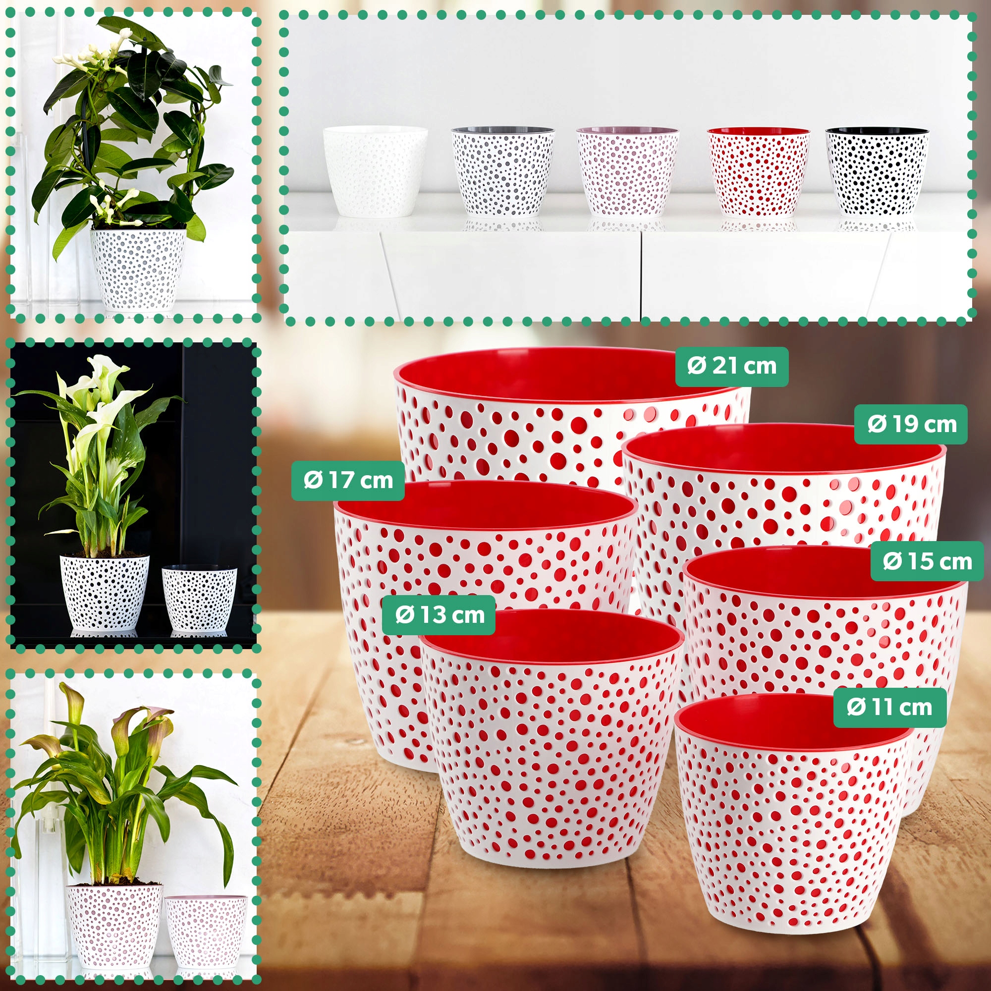 Doniczka na kwiaty Casini 11 cm, czerwona