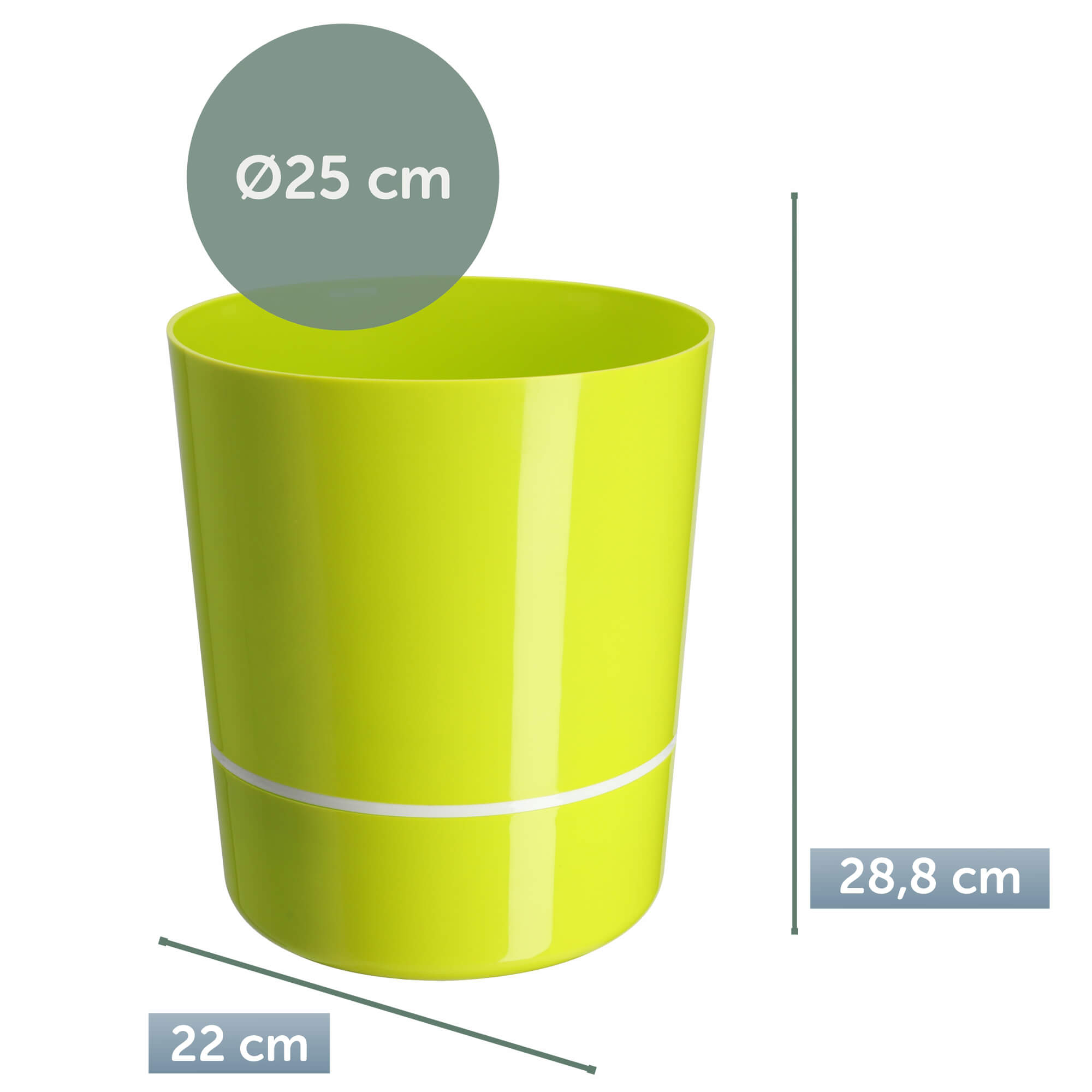 Doniczka na kwiaty okrągła Chisa 25 cm, limonkowa