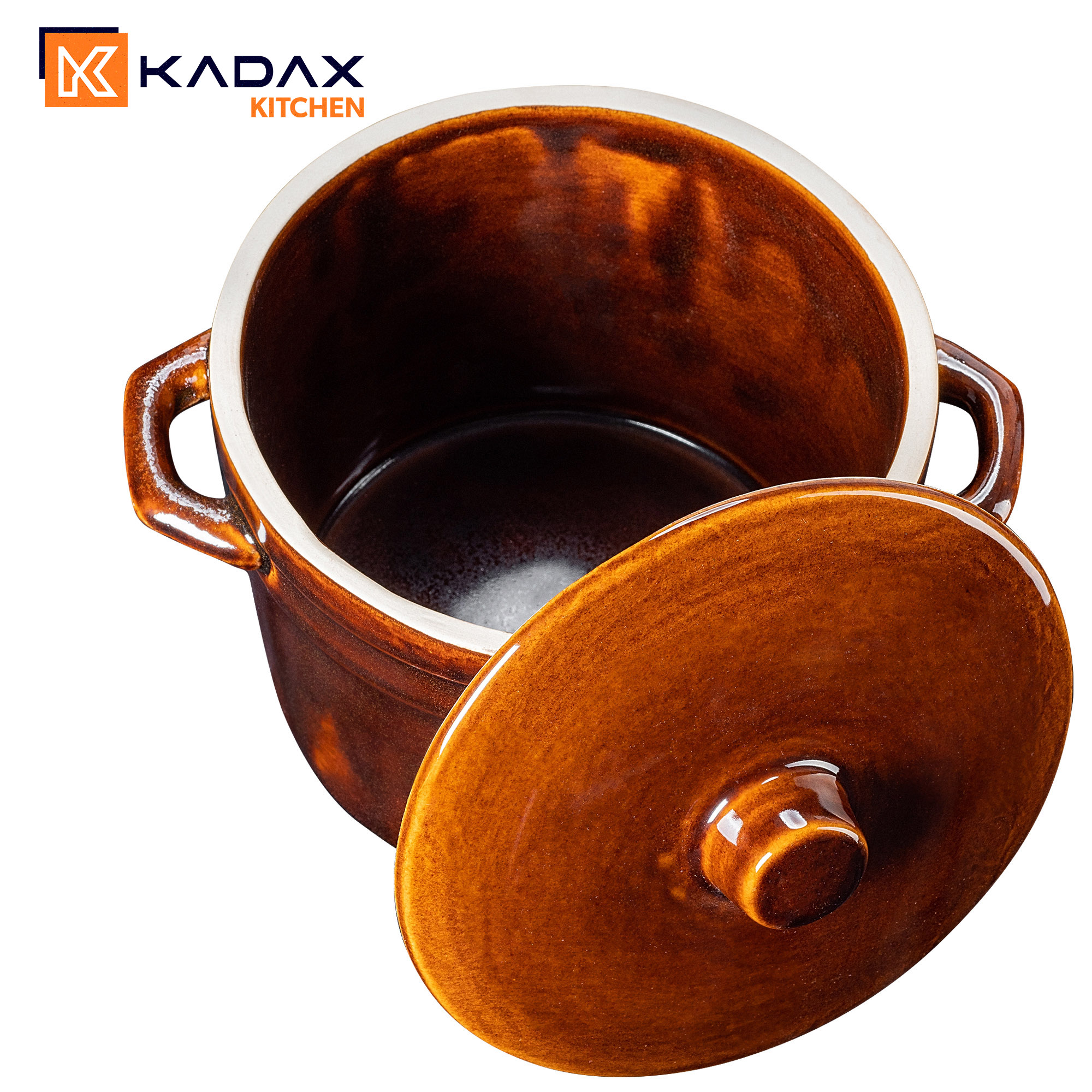 Garnek kamionkowy Athena 1L, 14cm z pokrywką