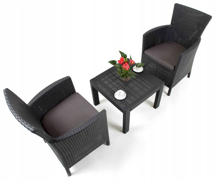 Zestaw mebli Keter Rosario 2 krzesła + stolik kawowy grafit