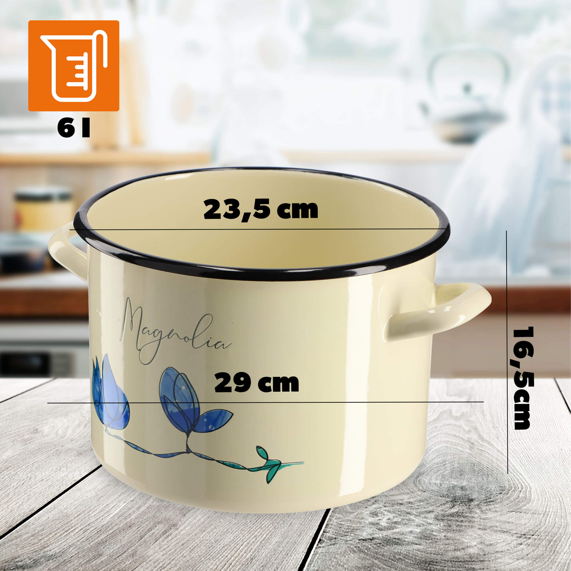 Garnek Emaliowany Luca 6L, magnolia