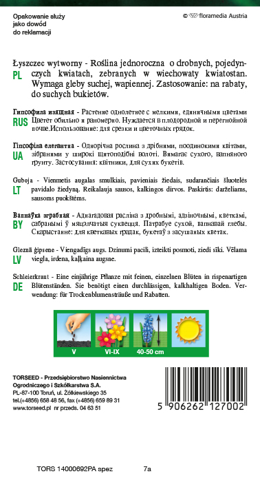 Łyszczec wytworny (Gipsówka) - Gypsophila elegans biały 2g