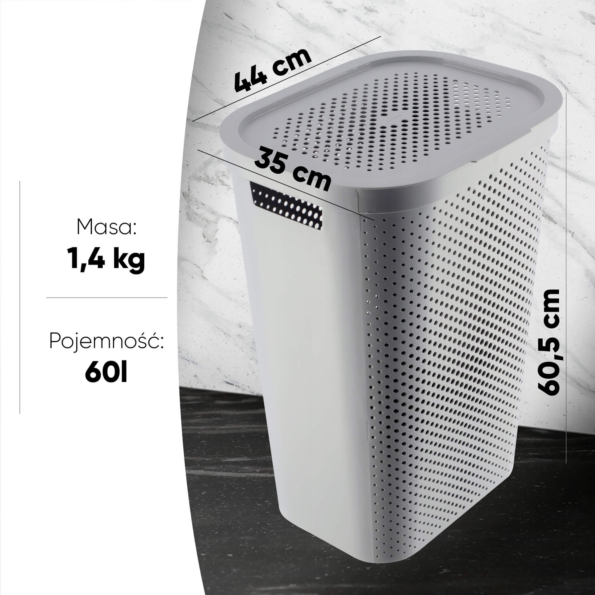 Kosze z pokrywą Curver Infinity 60L mix kolorów, 2 szt. czarny i szary