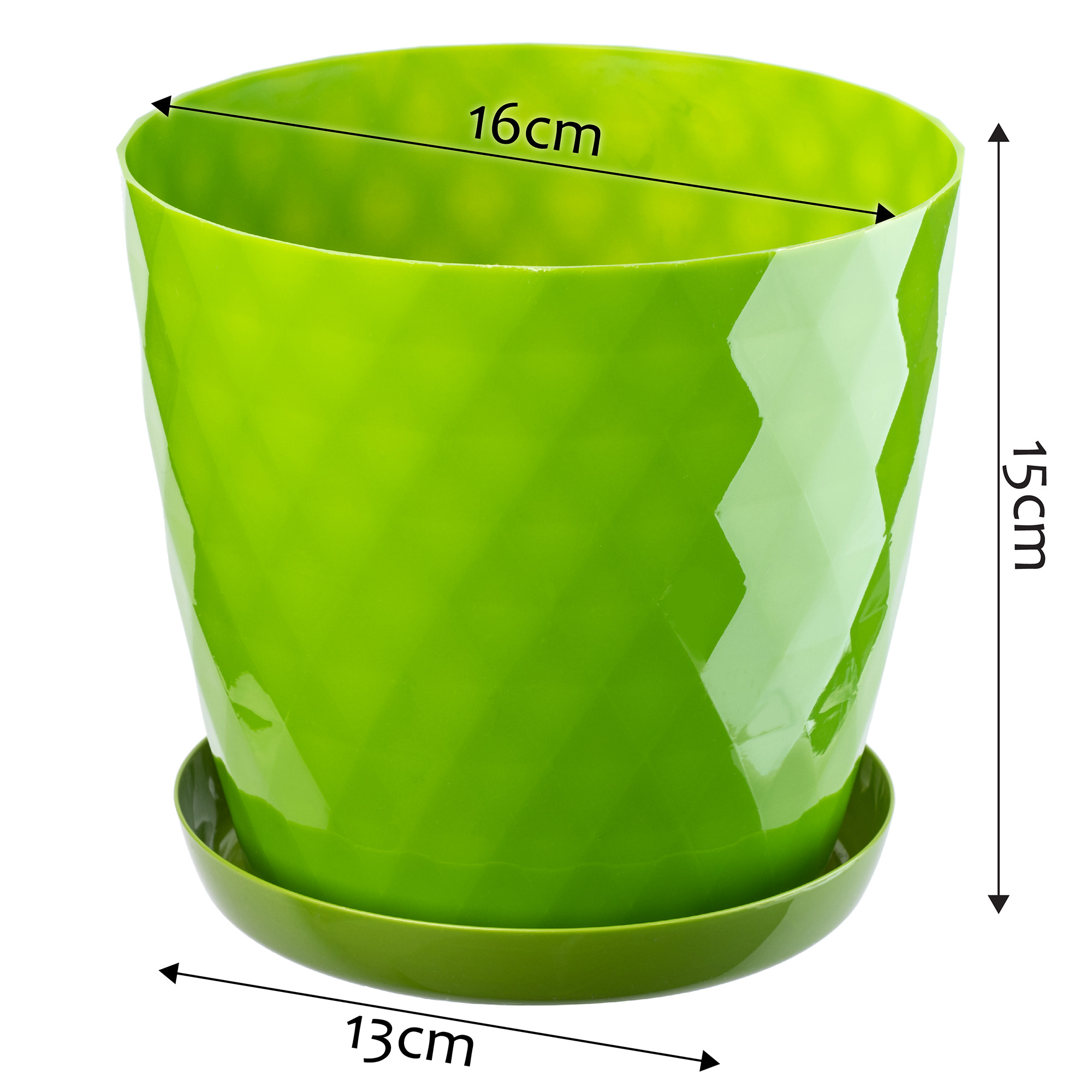 Doniczki na kwiaty z podstawkami Amily 16cm zielona 3szt
