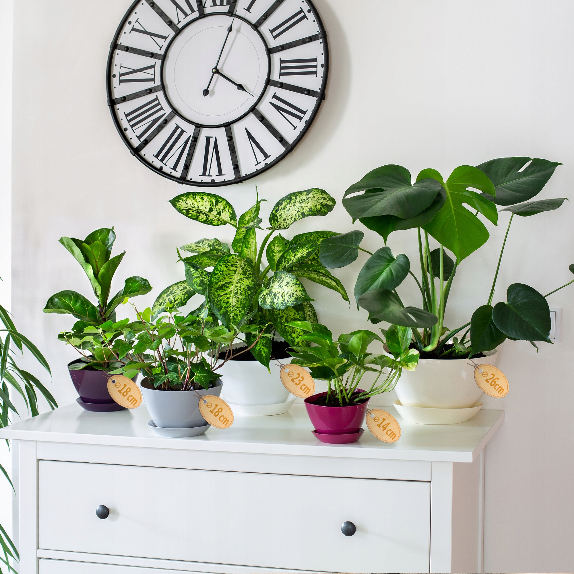 Doniczka trójkątna z podstawką 23 x 16 cm, biała