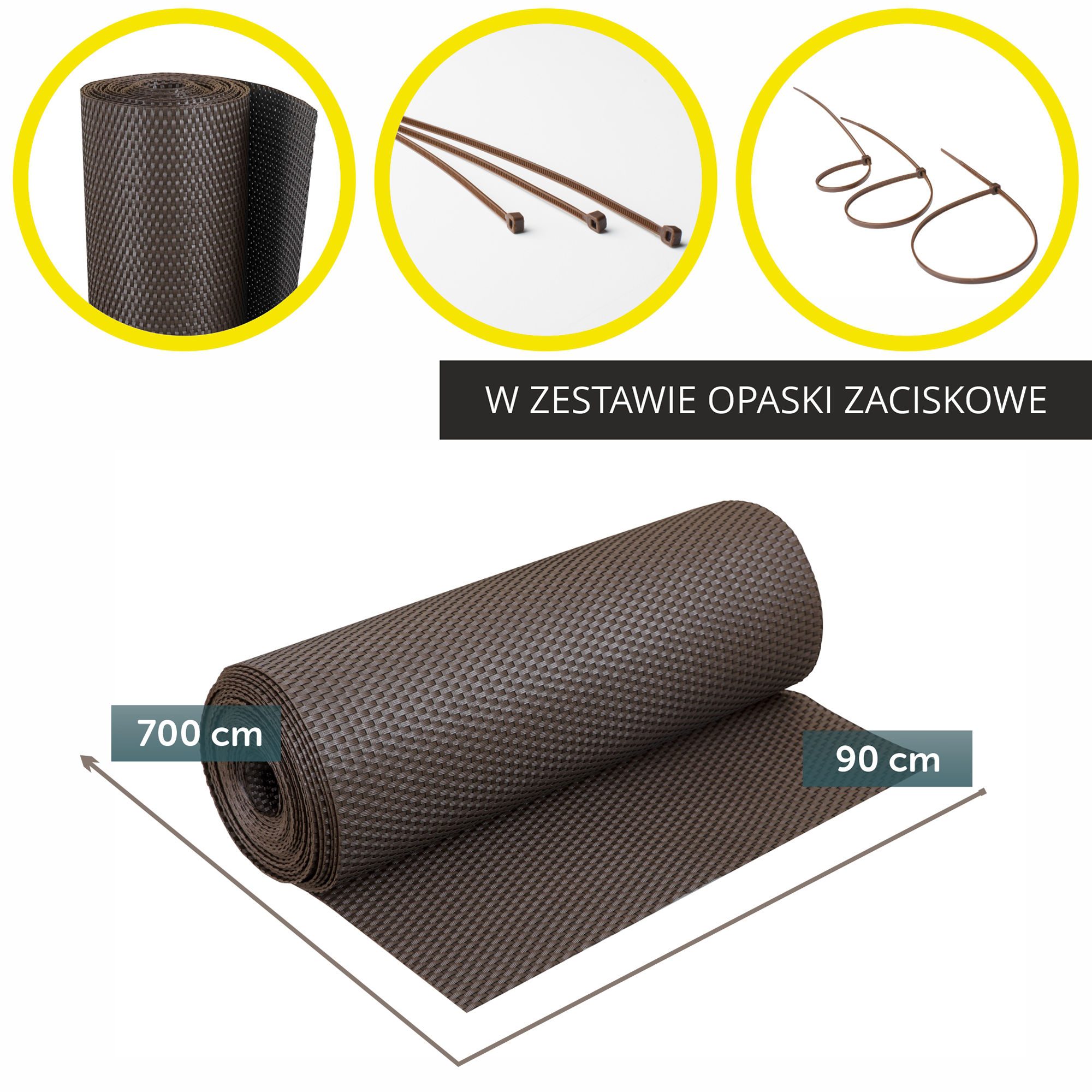 Osłona balkonowa Espa 90 x 700 cm, ciemny brąz