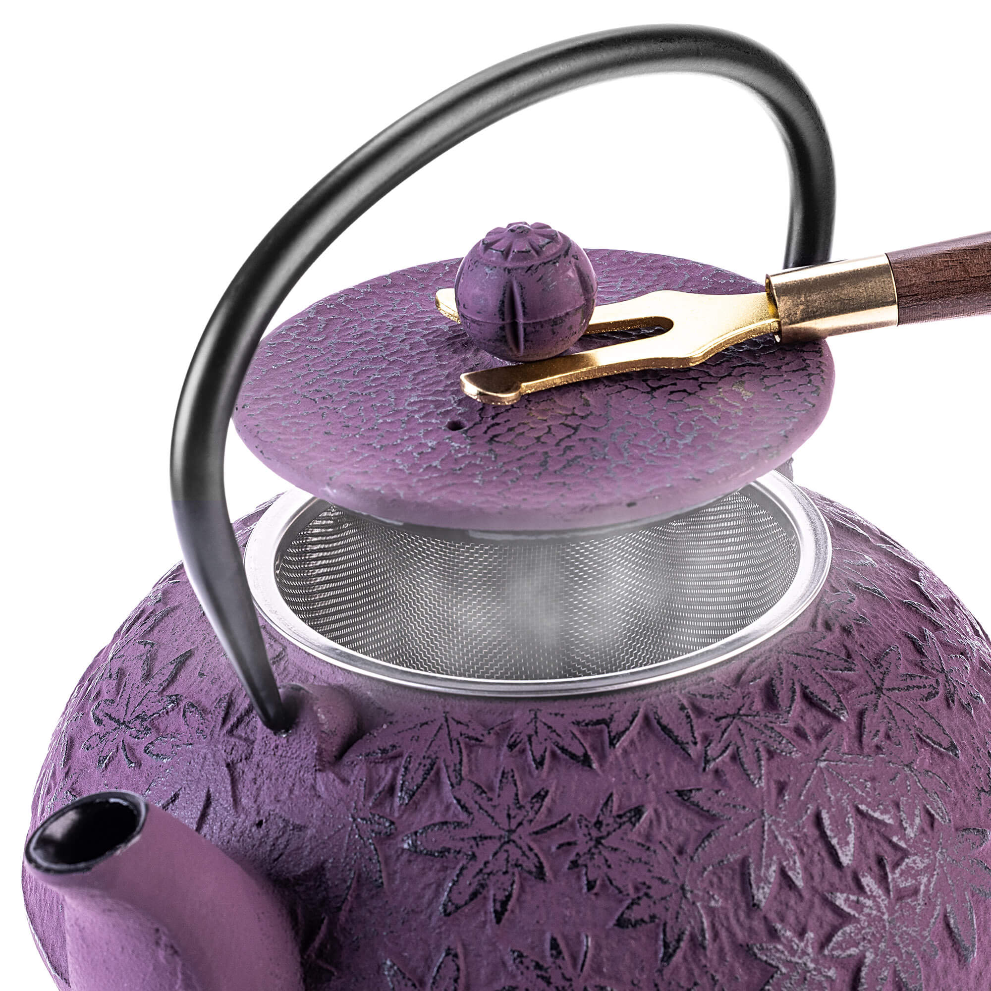 Czajnik żeliwny z czarkami i zaparzaczem Genua fioletowy