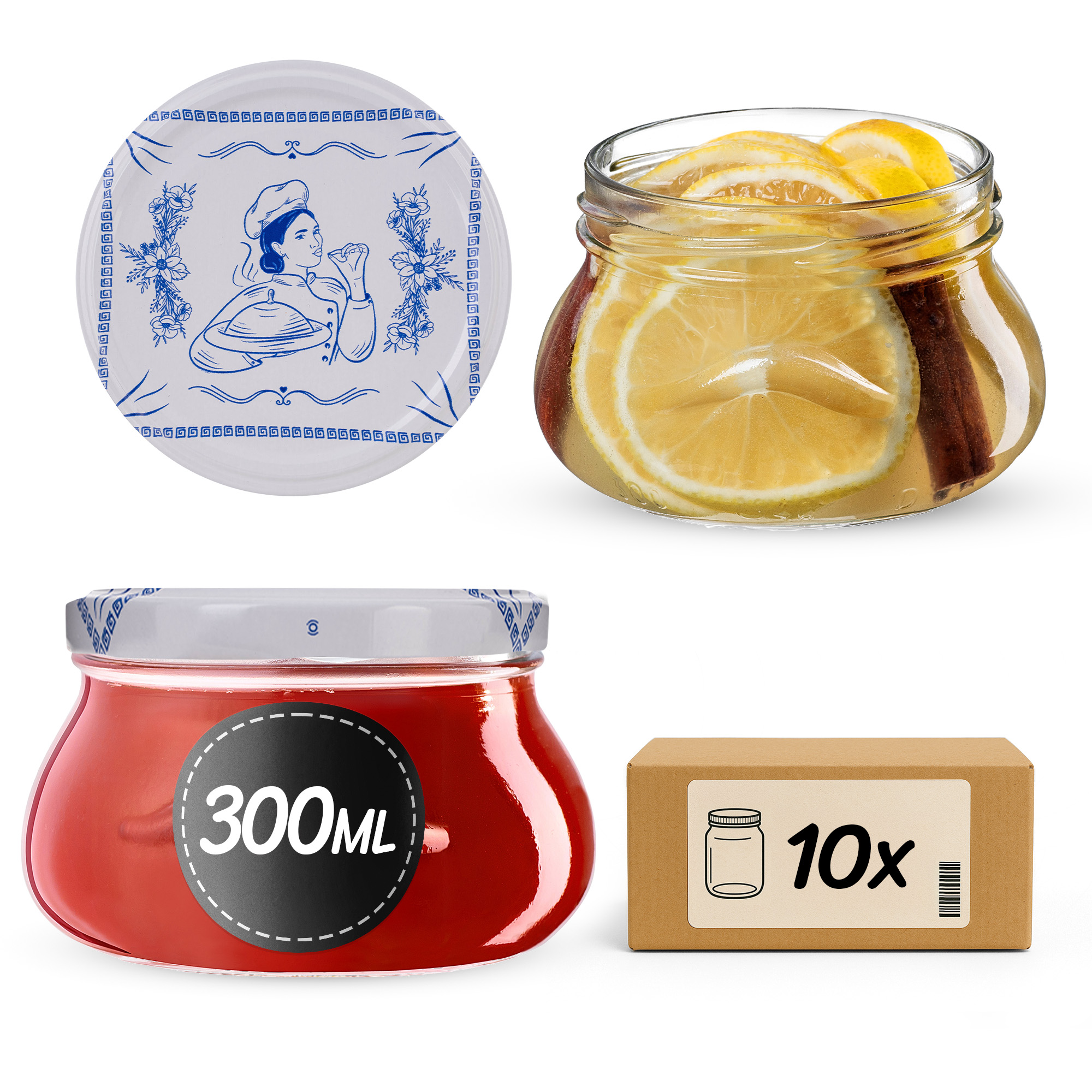 Słoiki na przetwory Raja 300ml fi82mm 10szt + wieczko Makatka