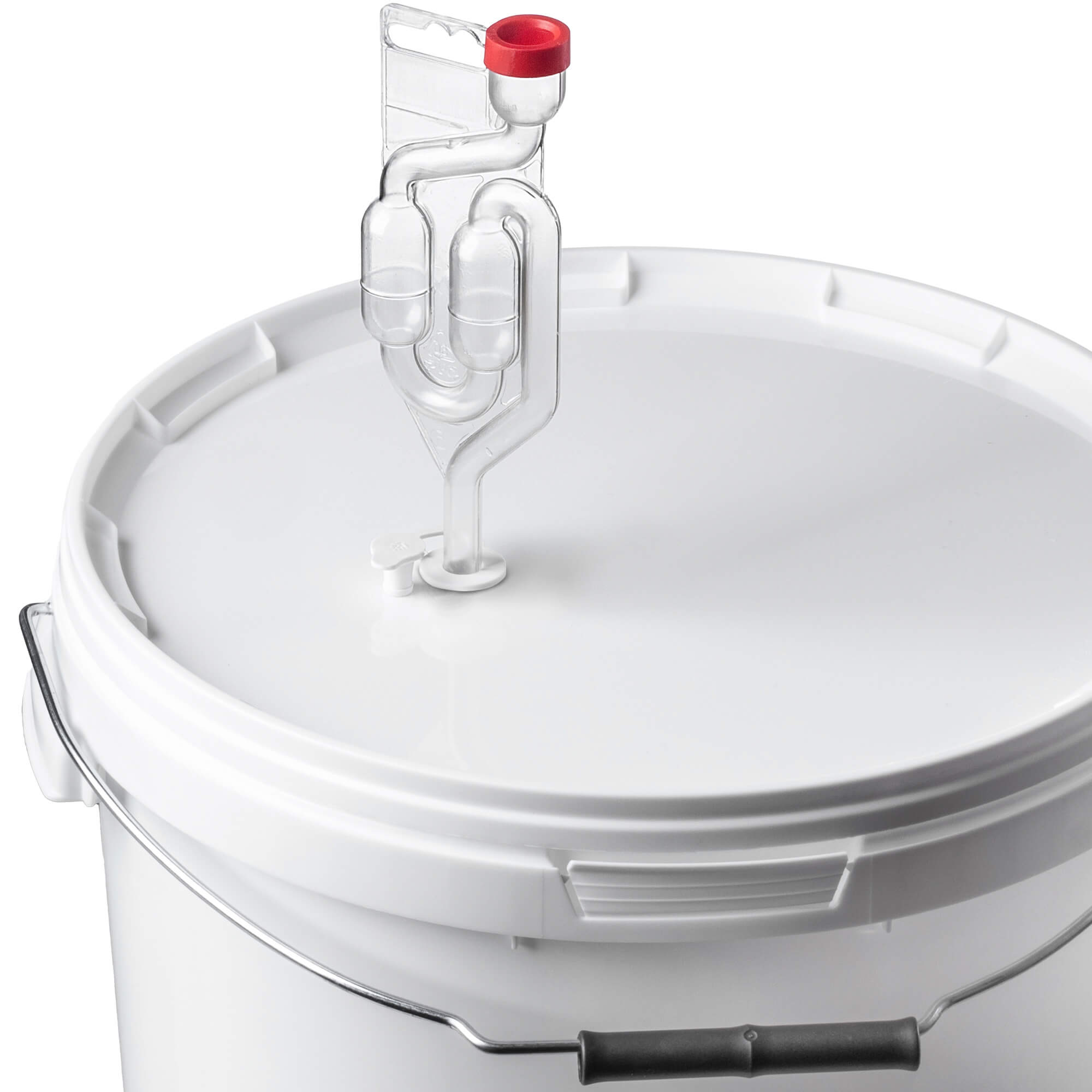Pojemnik fermentacyjny Acerra z pokrywą i uchwytem 20L biały + korek + rurka fermentacyjna