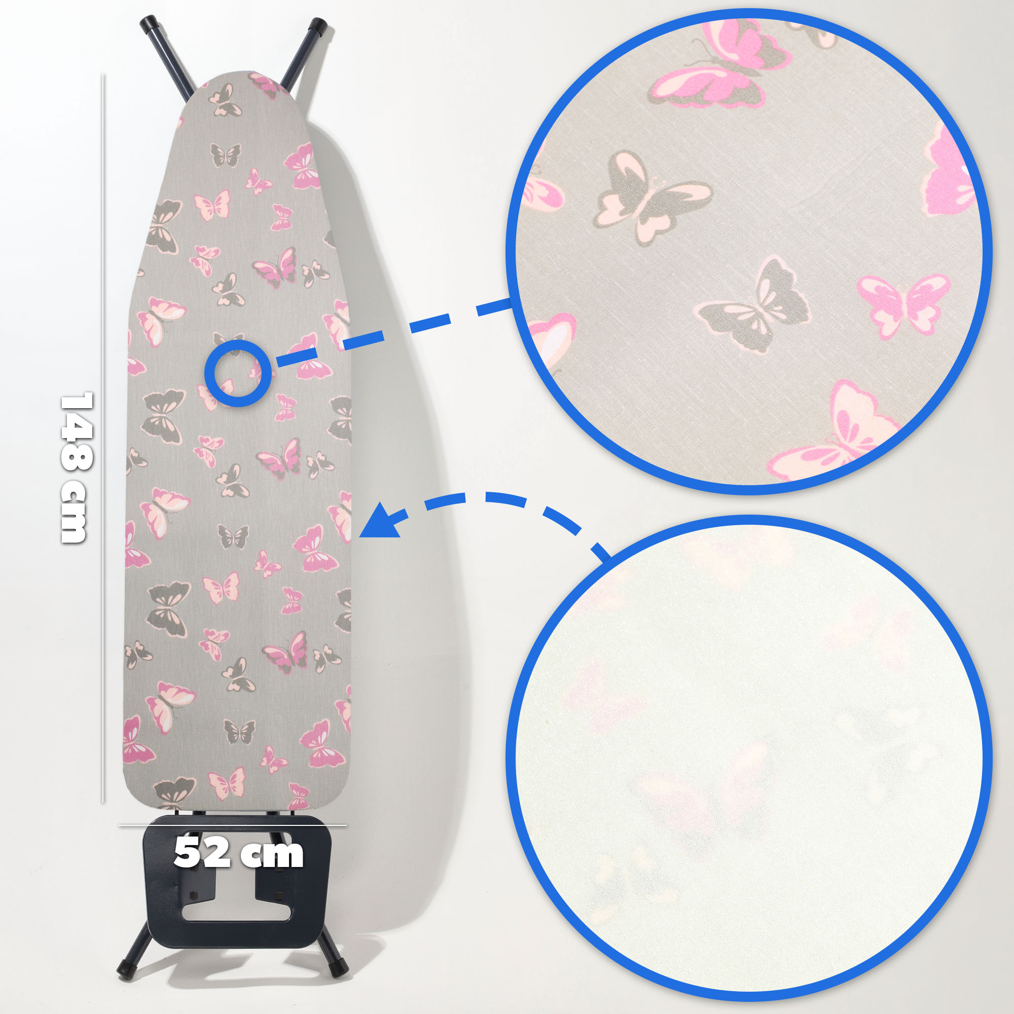 Pokrowiec na deskę do prasowania 148x52cm naciągany Tena motyle