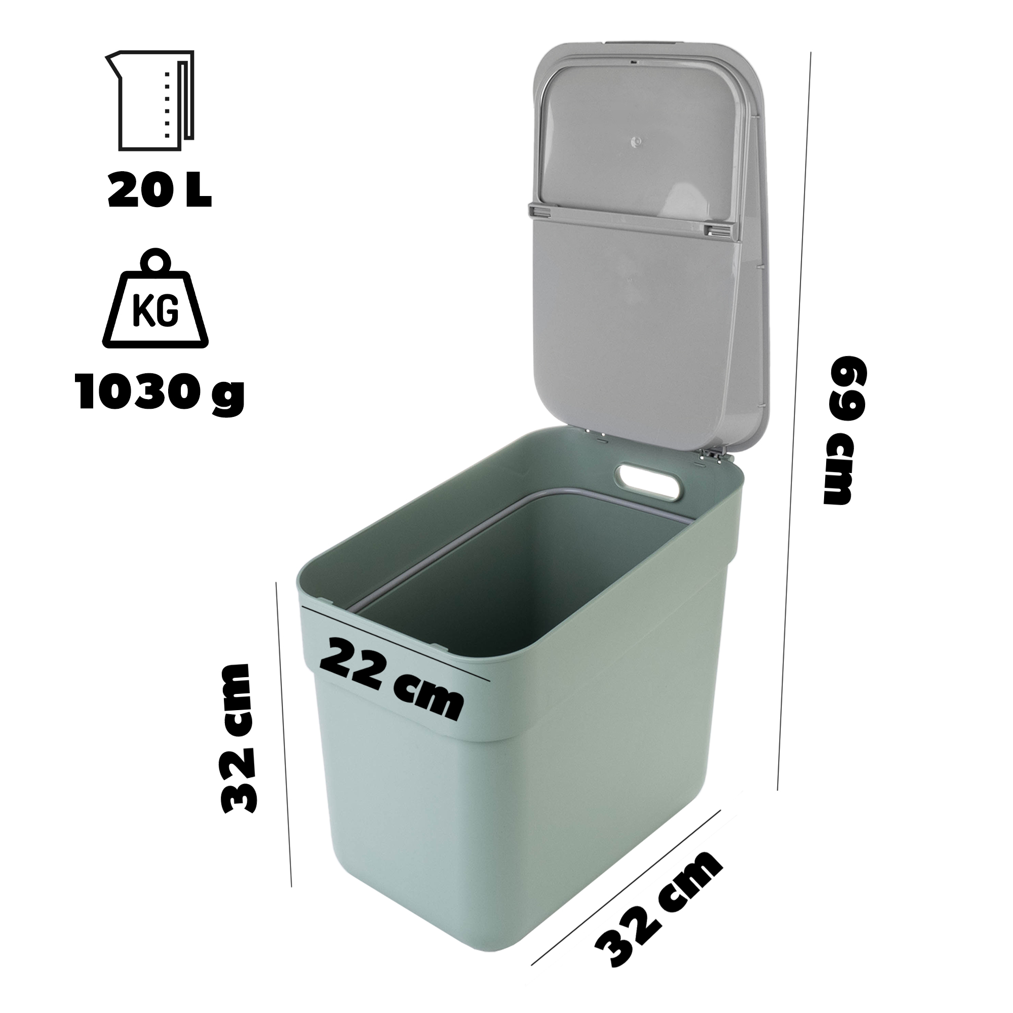 Kosz do segregacji śmieci Curver Ready to Collect 20L zielony