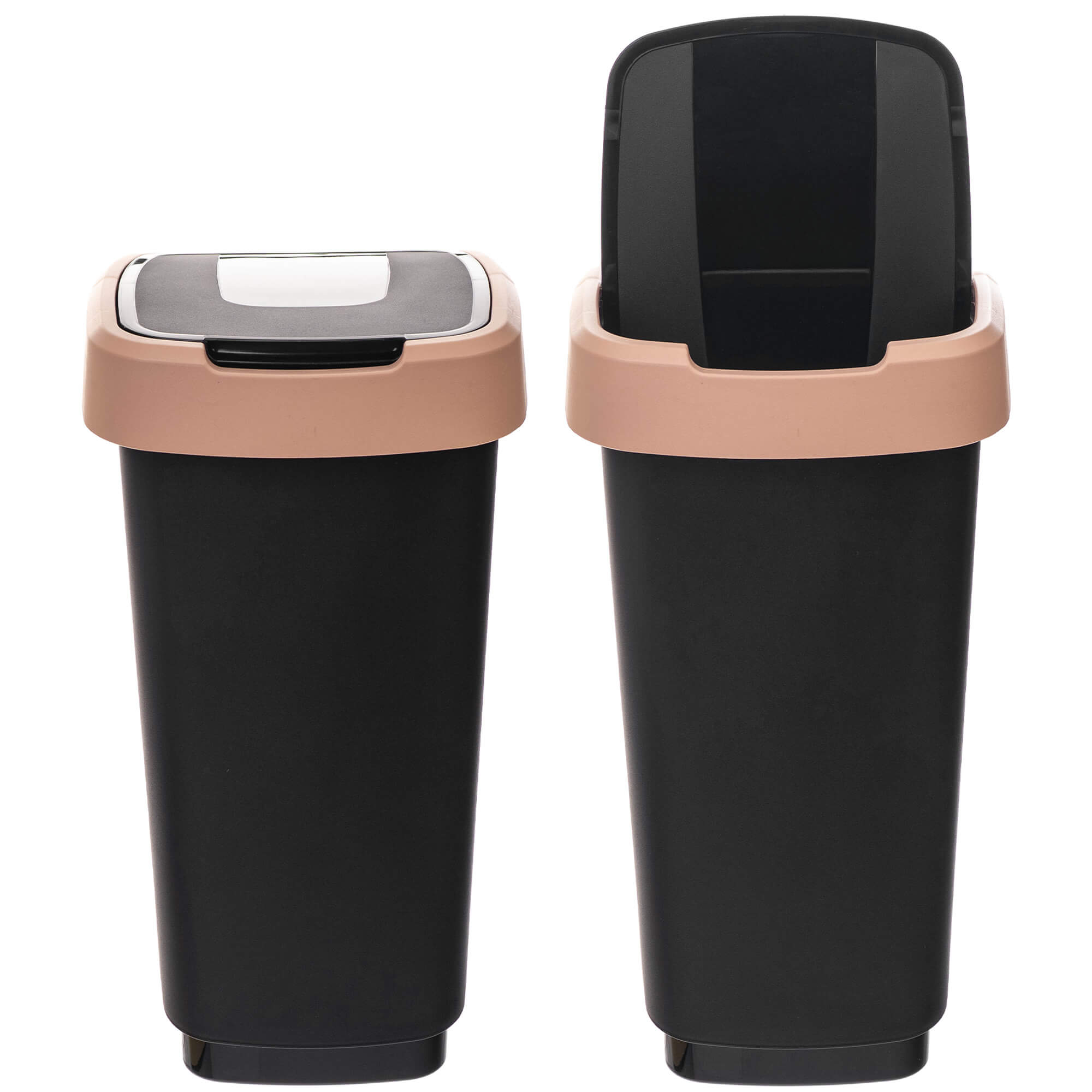 Kosz na śmieci Morin 25L z klapą obrotową czarno-brązowy