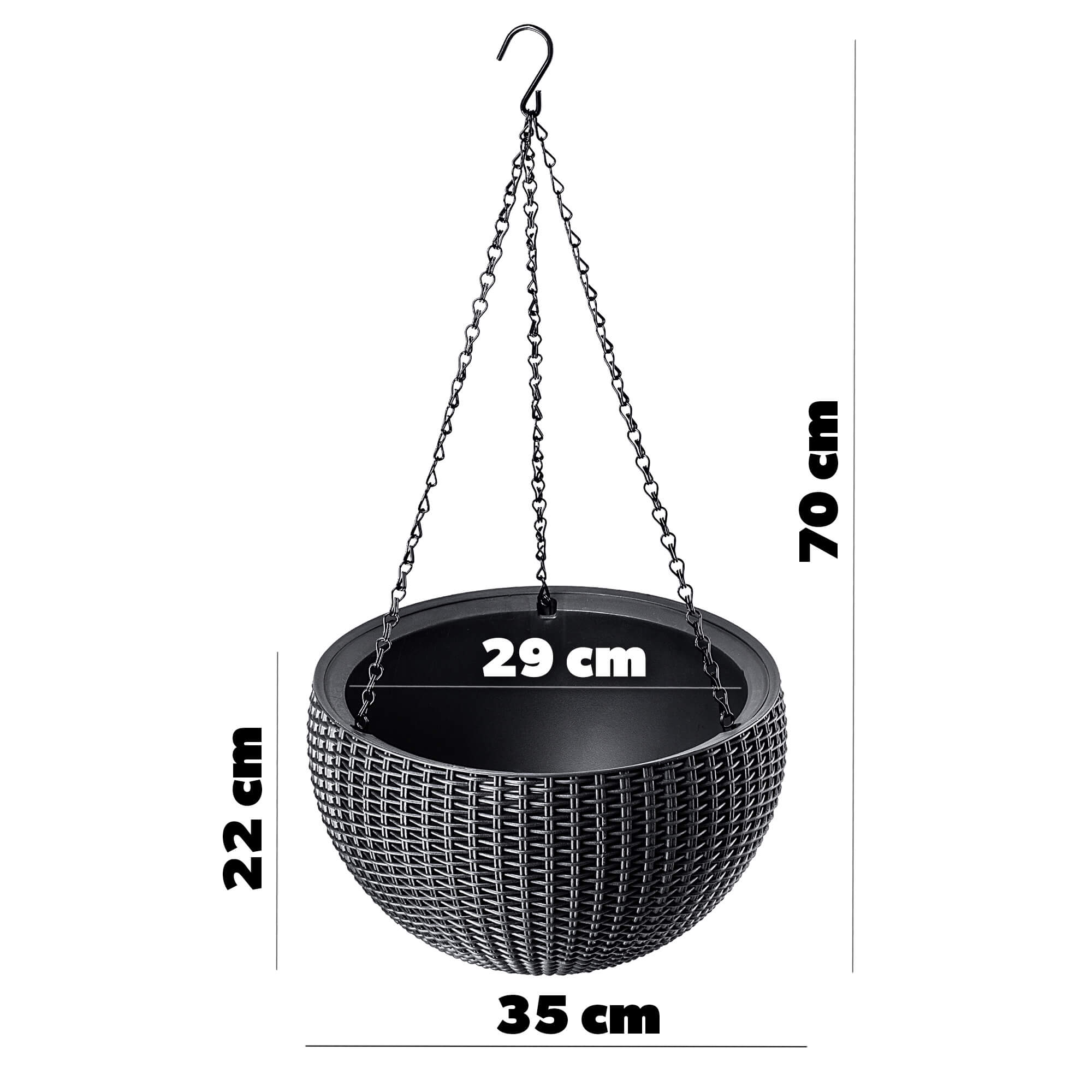 Doniczka wisząca Keter 35 cm, antracyt