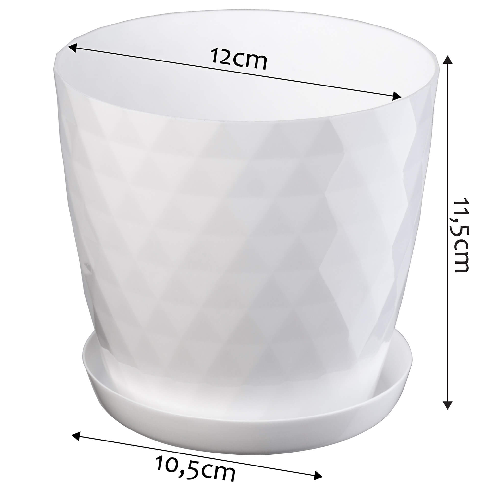 Doniczka na kwiaty z podstawką 12 cm, biała