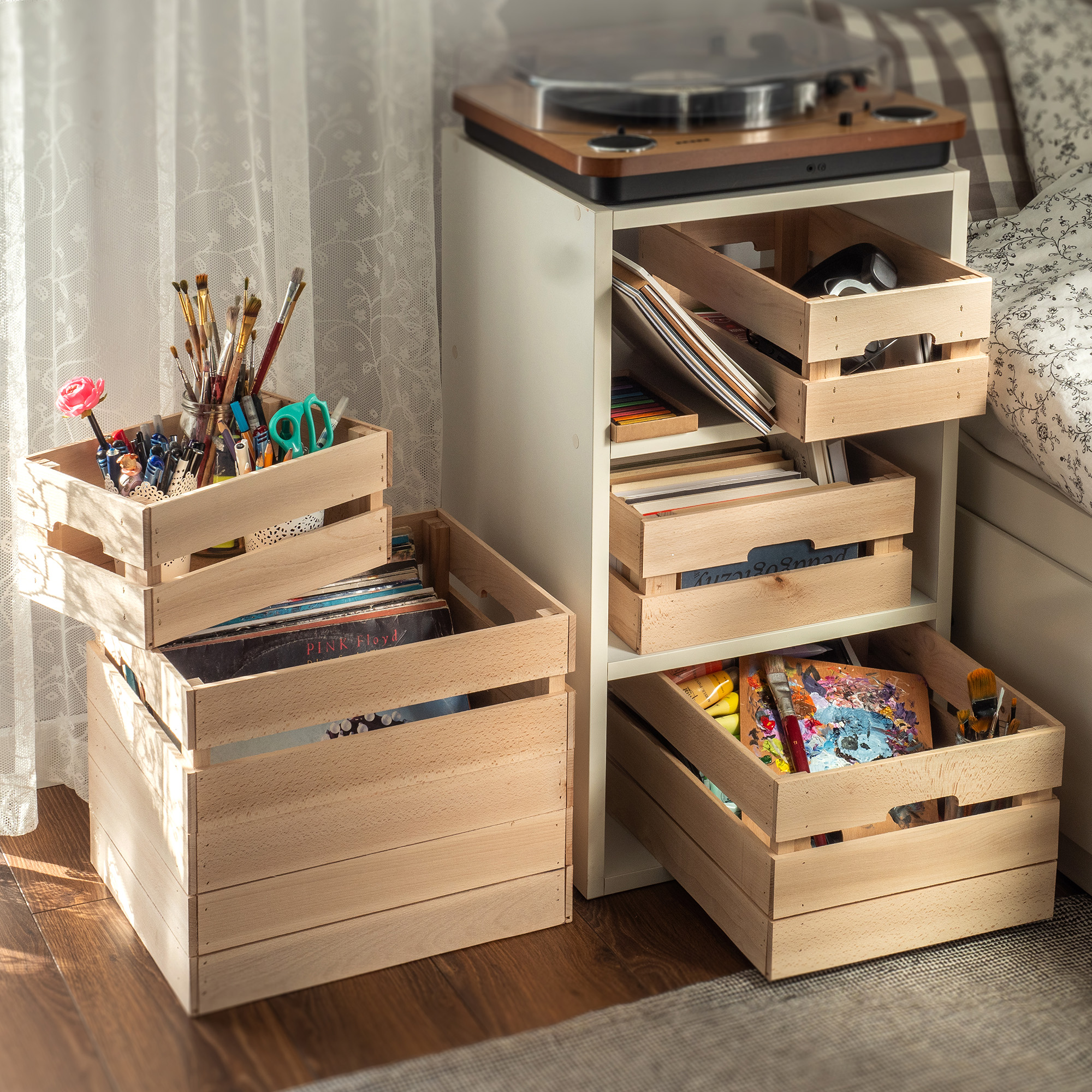 Skrzynka drewniana 32 x 38 cm, naturalna