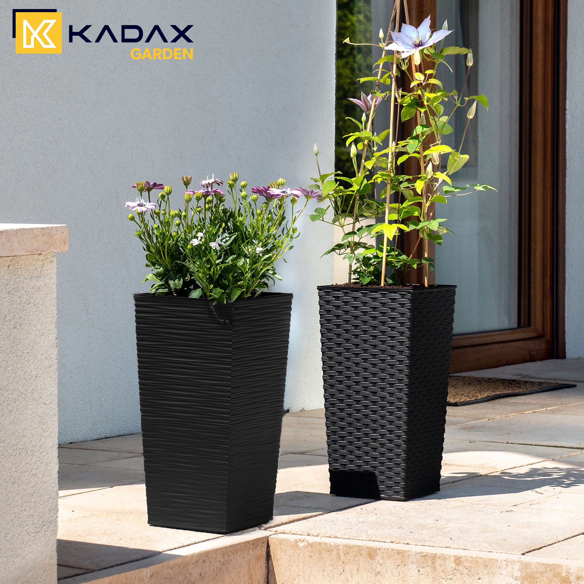 Donica na kwiaty z wkładem Tuluza dłuto 30 cm, czarna