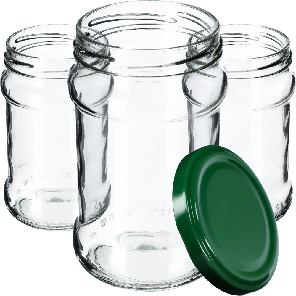 Słoiki na przetwory Seno 315ml 10szt 66mm + wieczka zielone