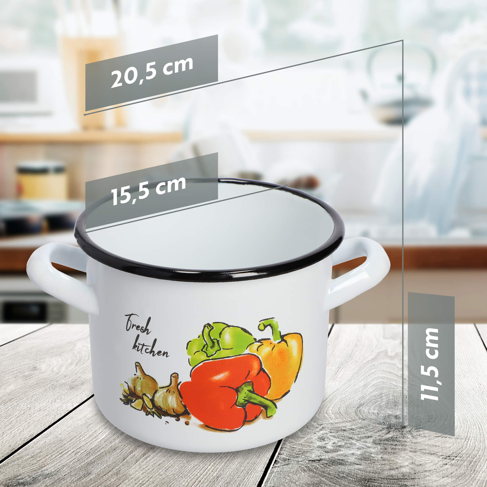 Garnek wysoki emaliowany 1.5L, papryka