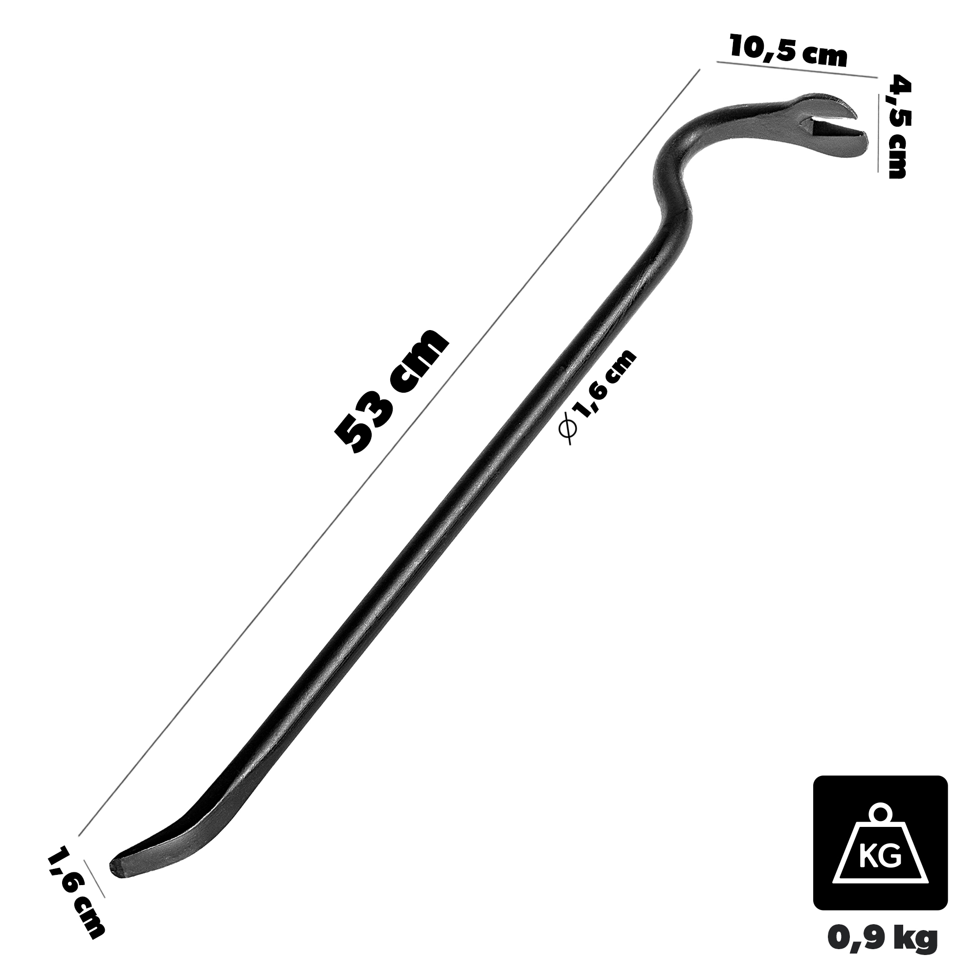 Łom wygięty Bazzari 50cm