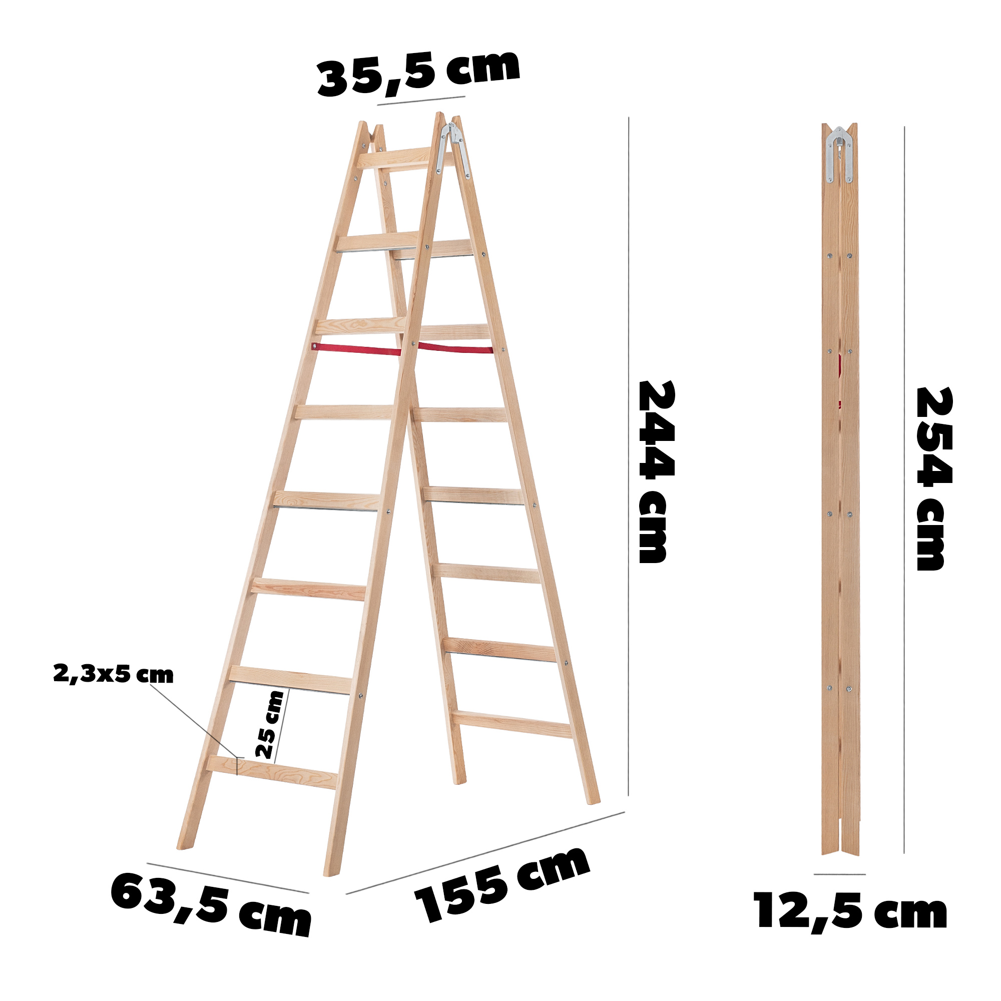 Drabina malarska Cossira dwustronna 8 stopni