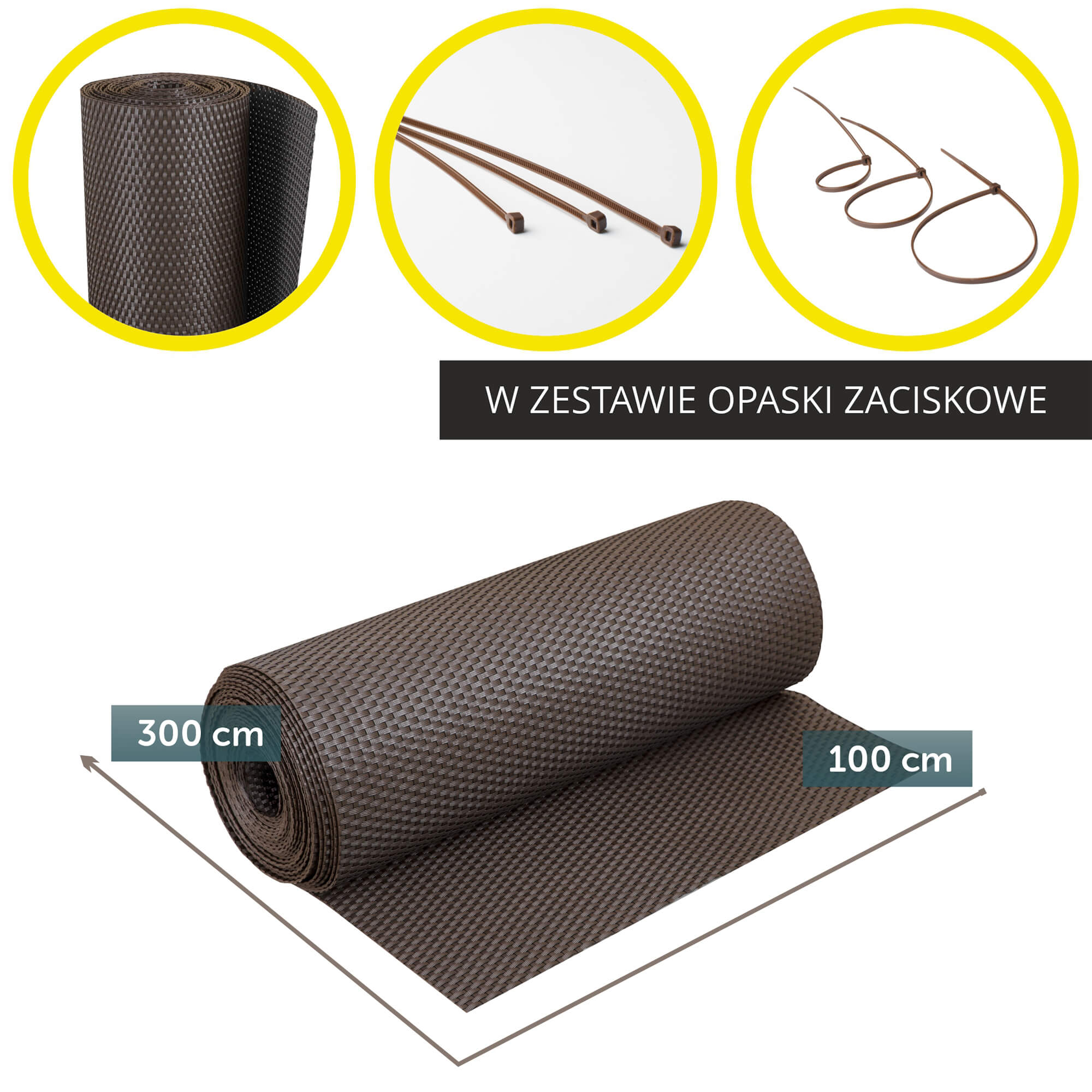 Osłona balkonowa Skei 100 x 300 cm, ciemny brąz