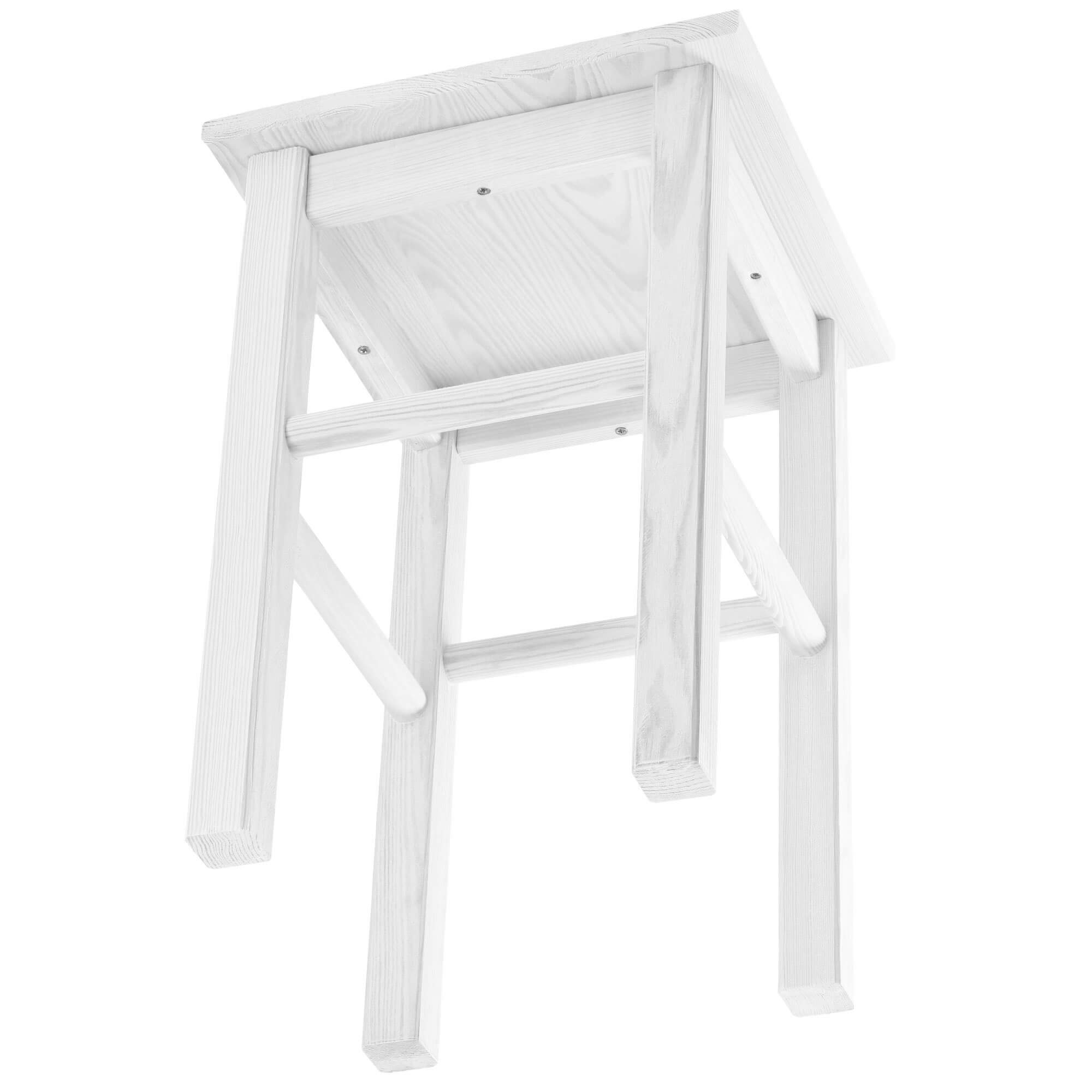 Taboret drewniany Rena 44x30 cm kwadratowy biały