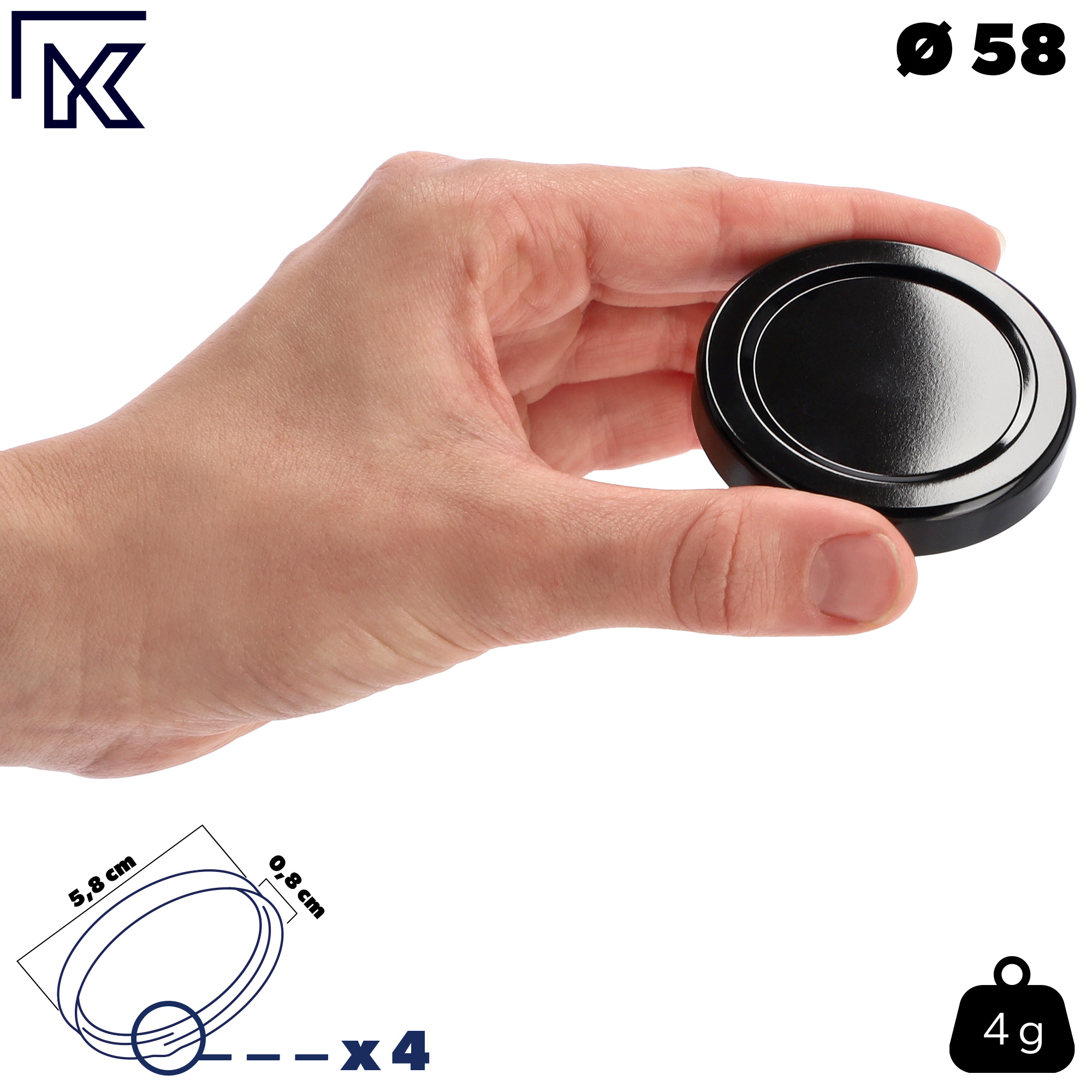 Metalowe wieczka do słoików 50szt fi 58mm czarne