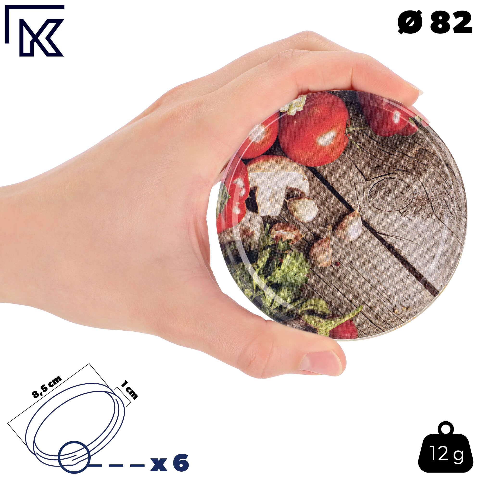 Słoiki na przetwory Denia 250ml 50szt 82mm + wieczko "Pieczarka i czosnek"