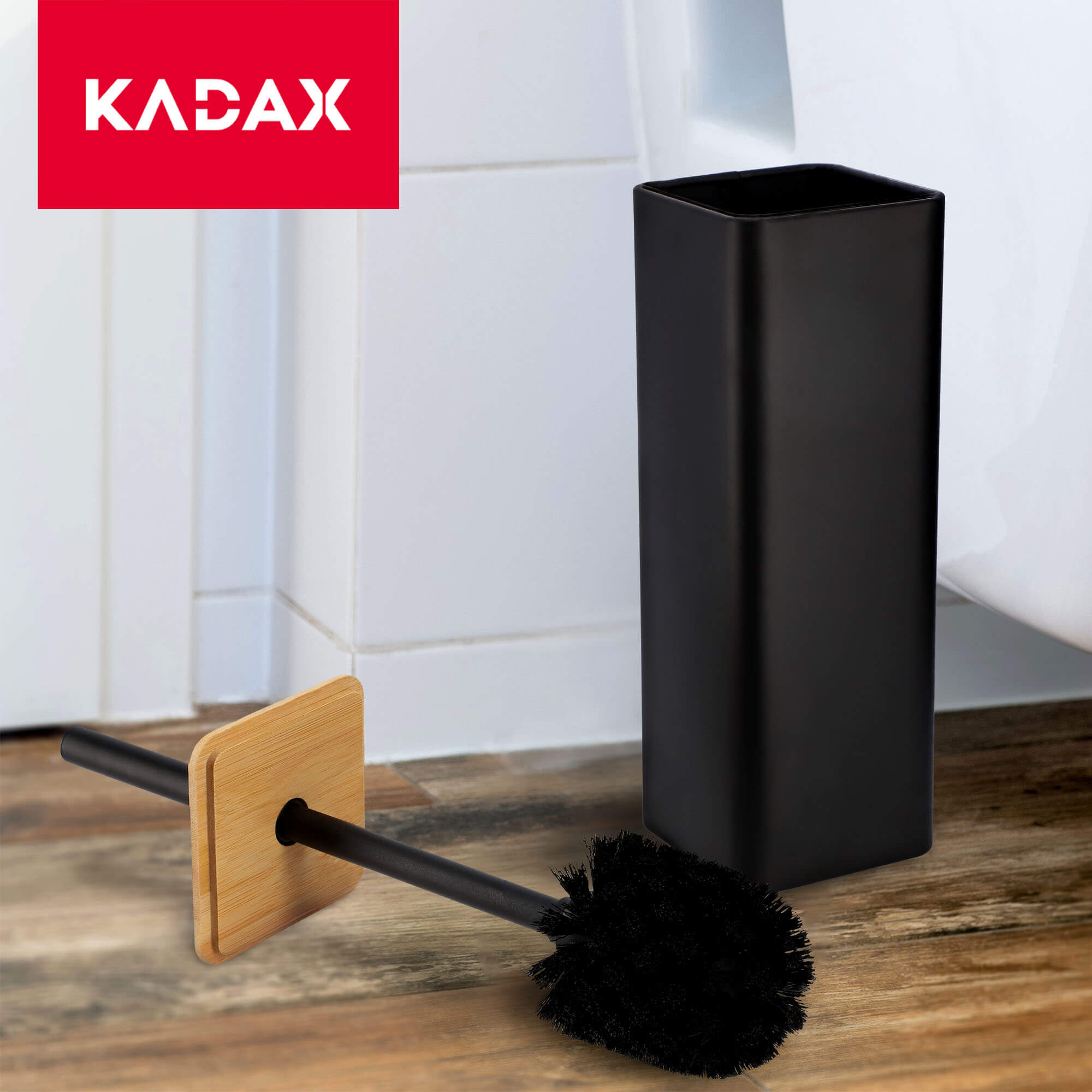 Szczotka do WC z pojemnikiem Piras 39 cm, czarna