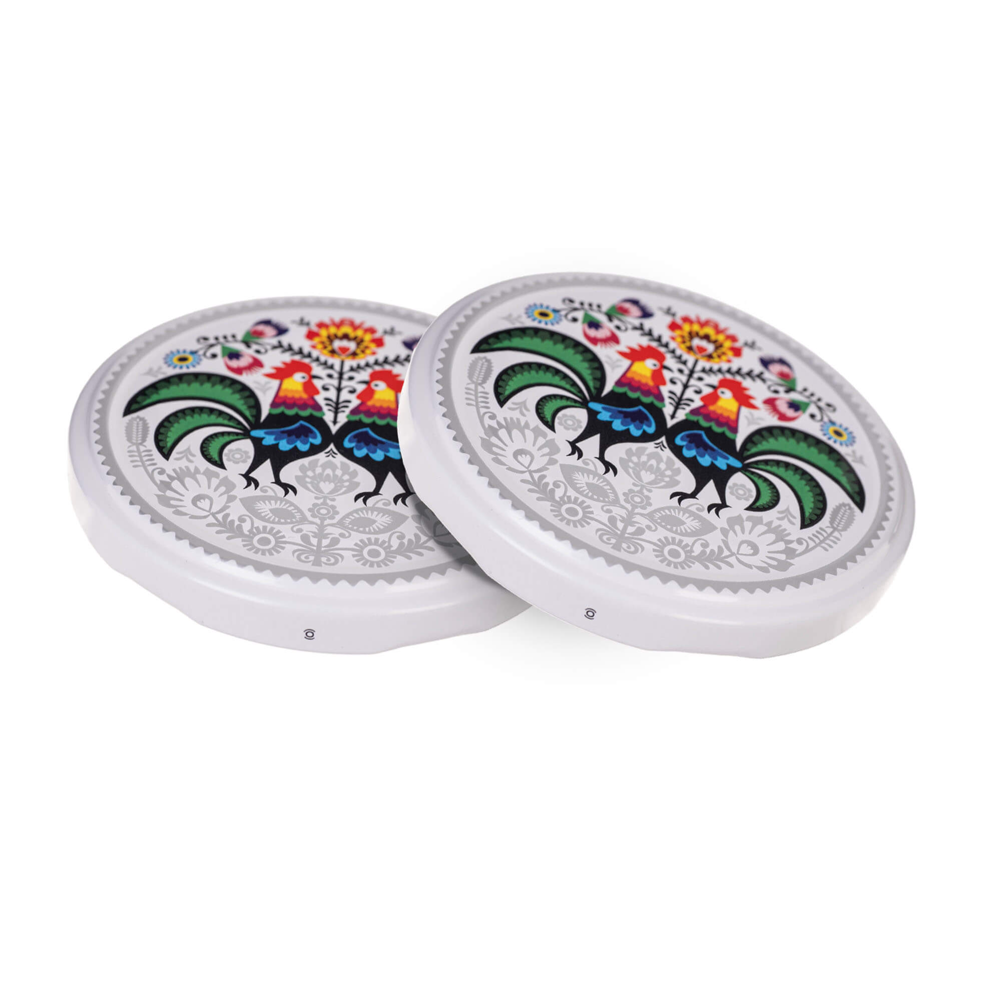 Metalowe wieczka do słoików Virbo 100szt fi 82mm "Folklor z kogutem"