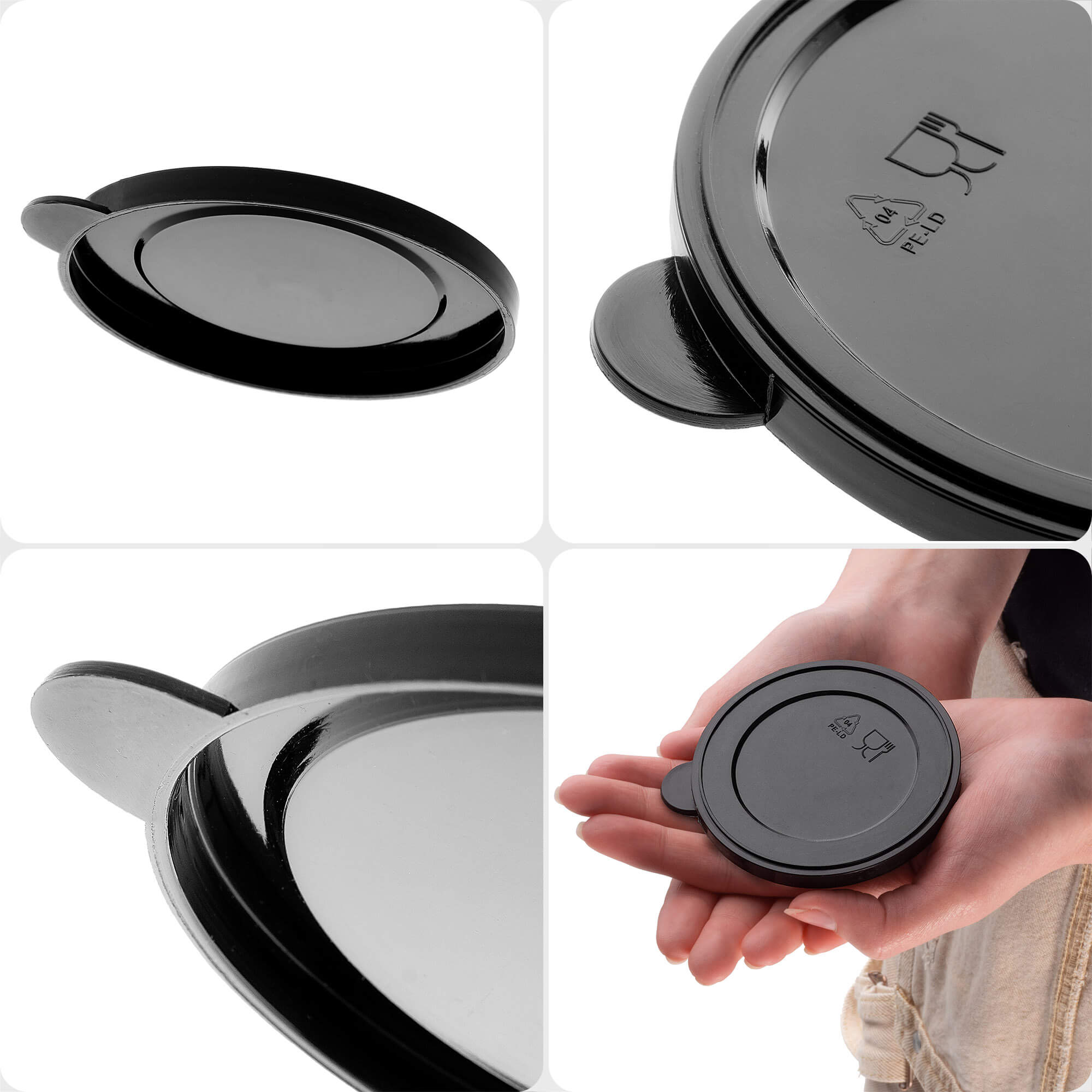 Zestaw pokrywek na puszki Oizon 73mm czarny 6 szt.