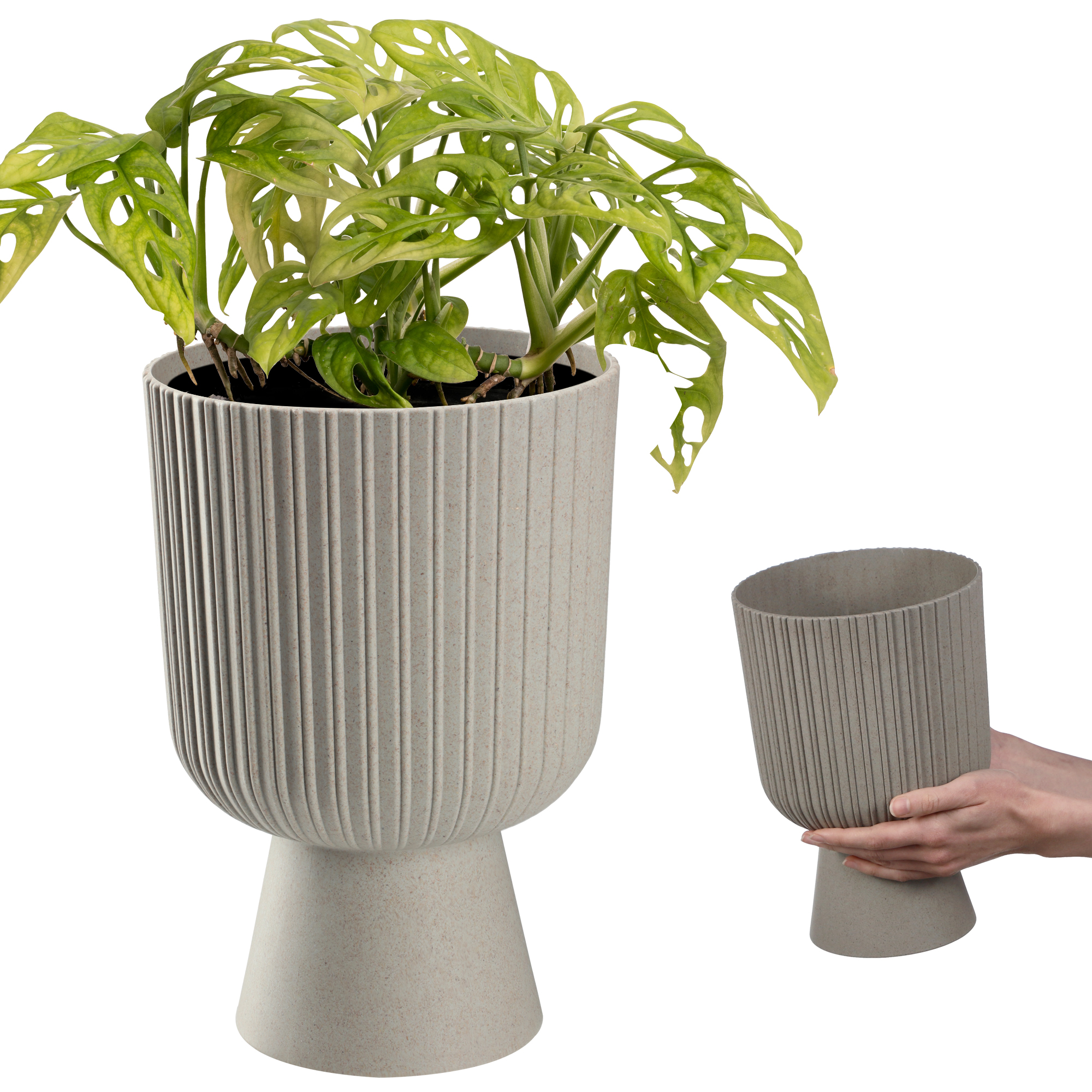 Doniczka na nóżce Golem Eco 14 cm, platyna