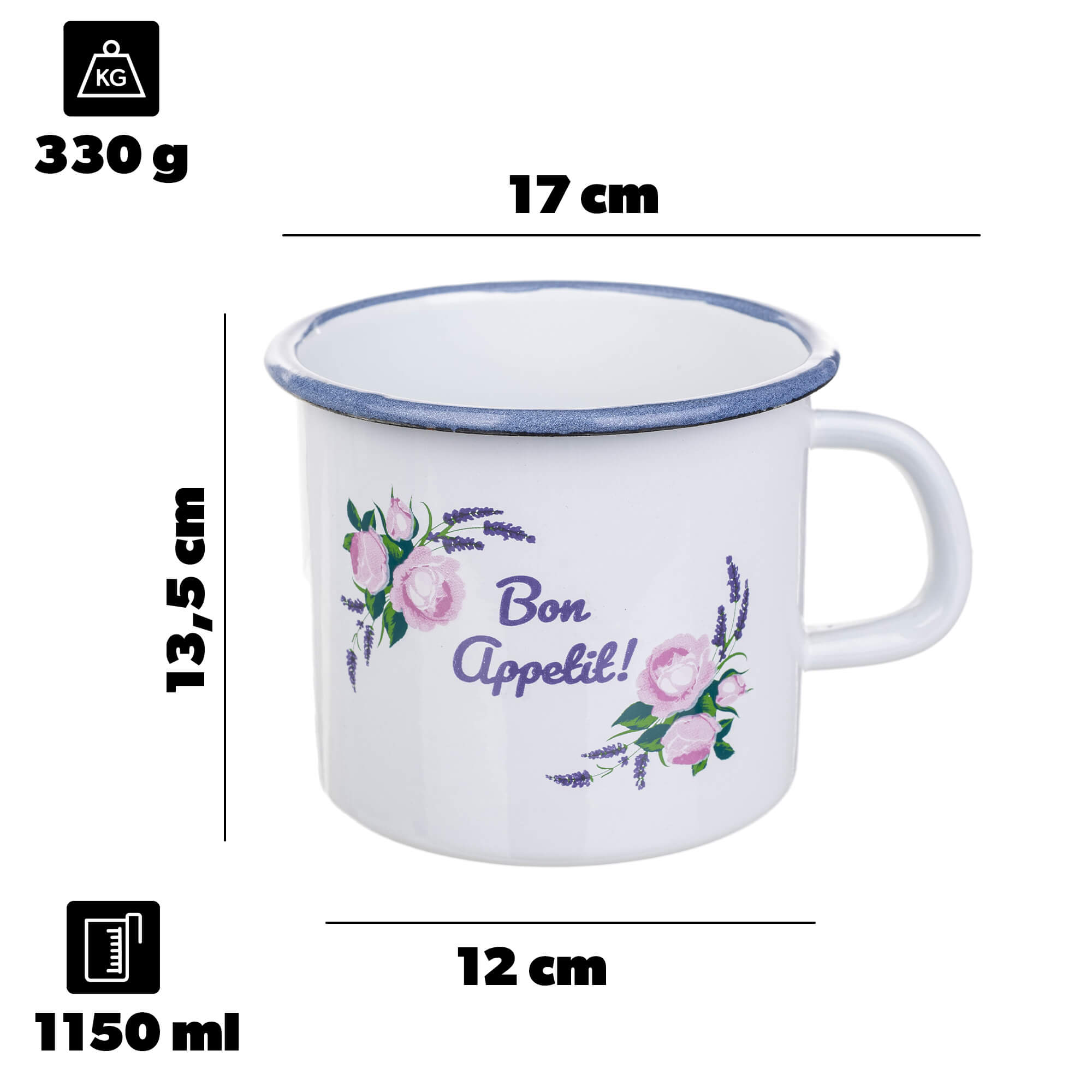 Kubek emaliowany Scerni 1150 ml biały