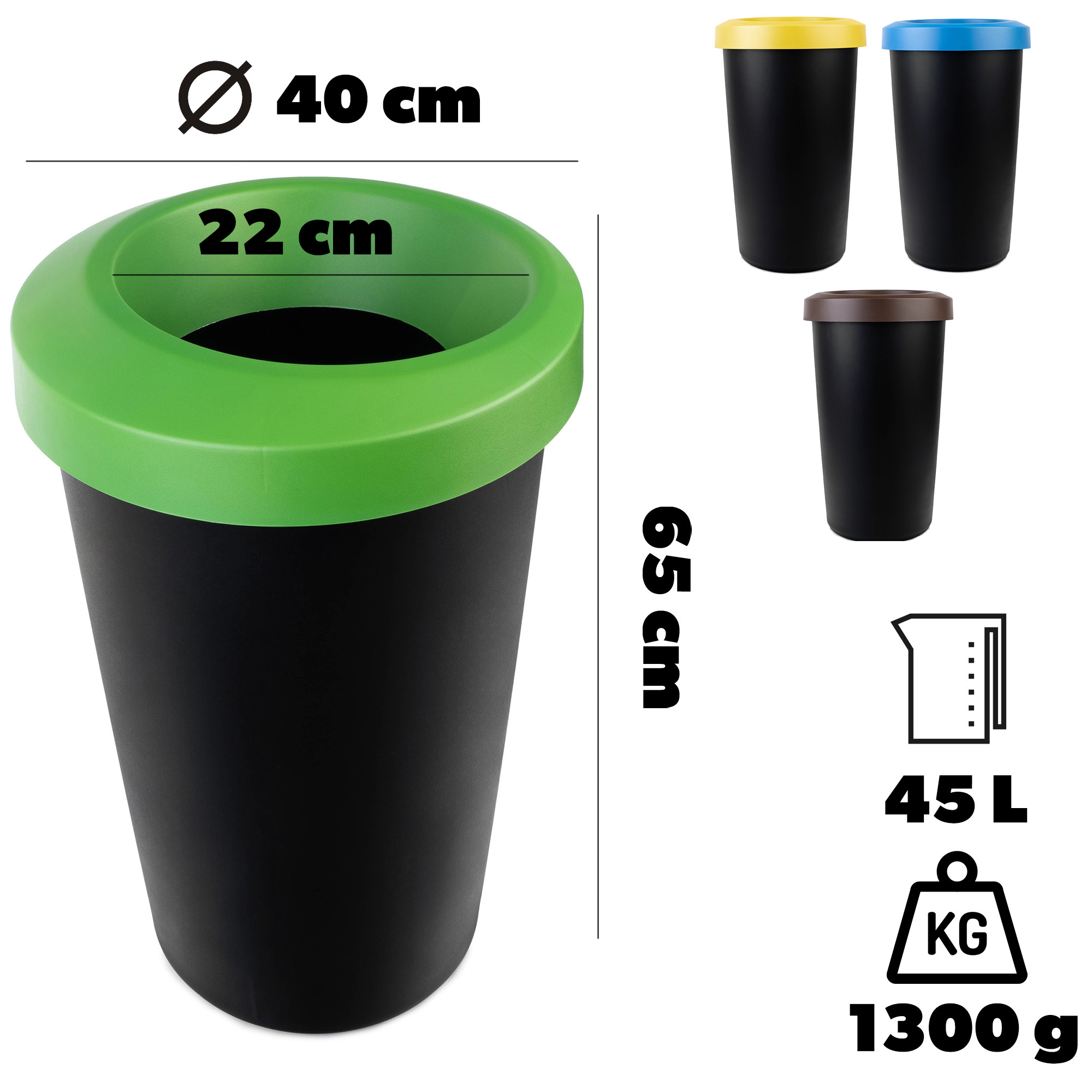 Kosz na śmieci Givry 4 x 45 L czarny