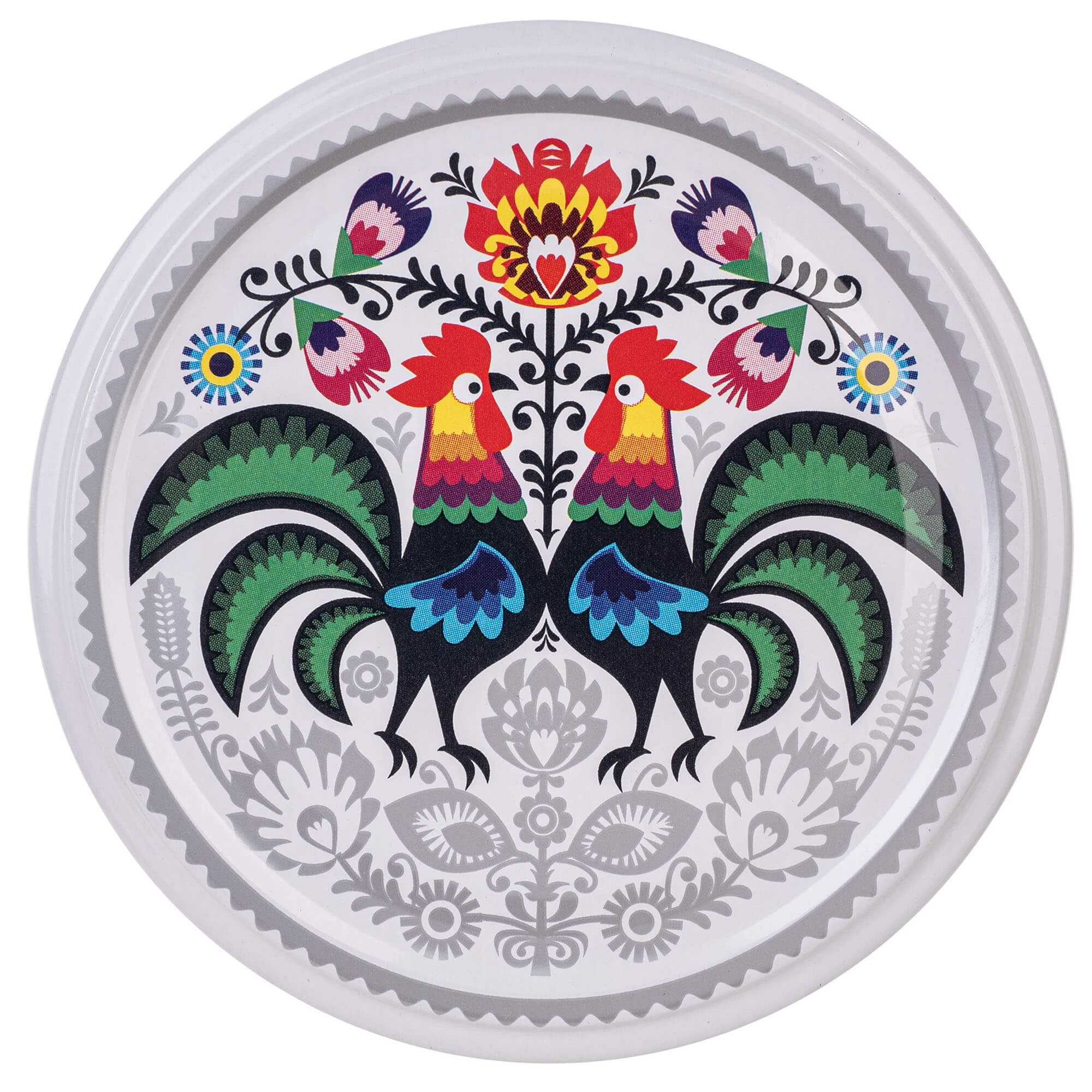 Metalowe wieczka do słoików Virbo 100szt fi 82mm "Folklor z kogutem"