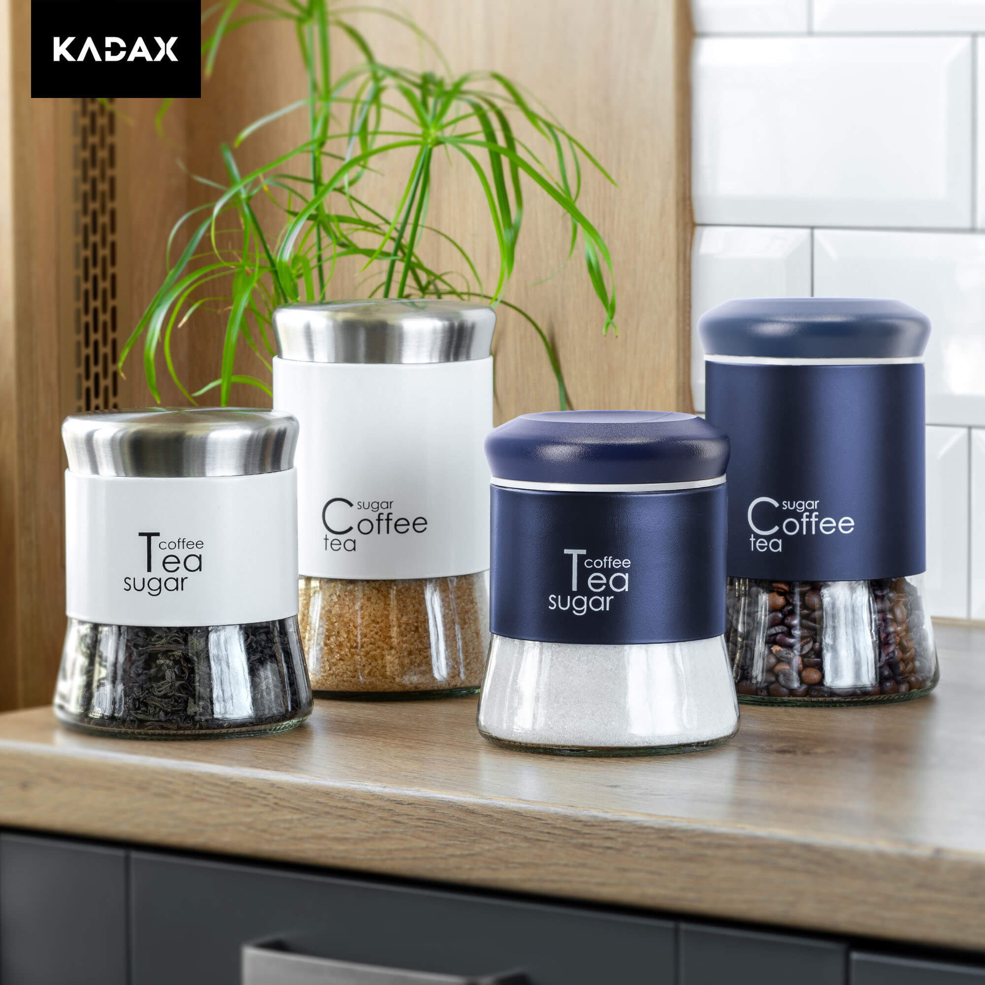 Pojemnik szklany na herbatę 13 x 11 cm, granatowy