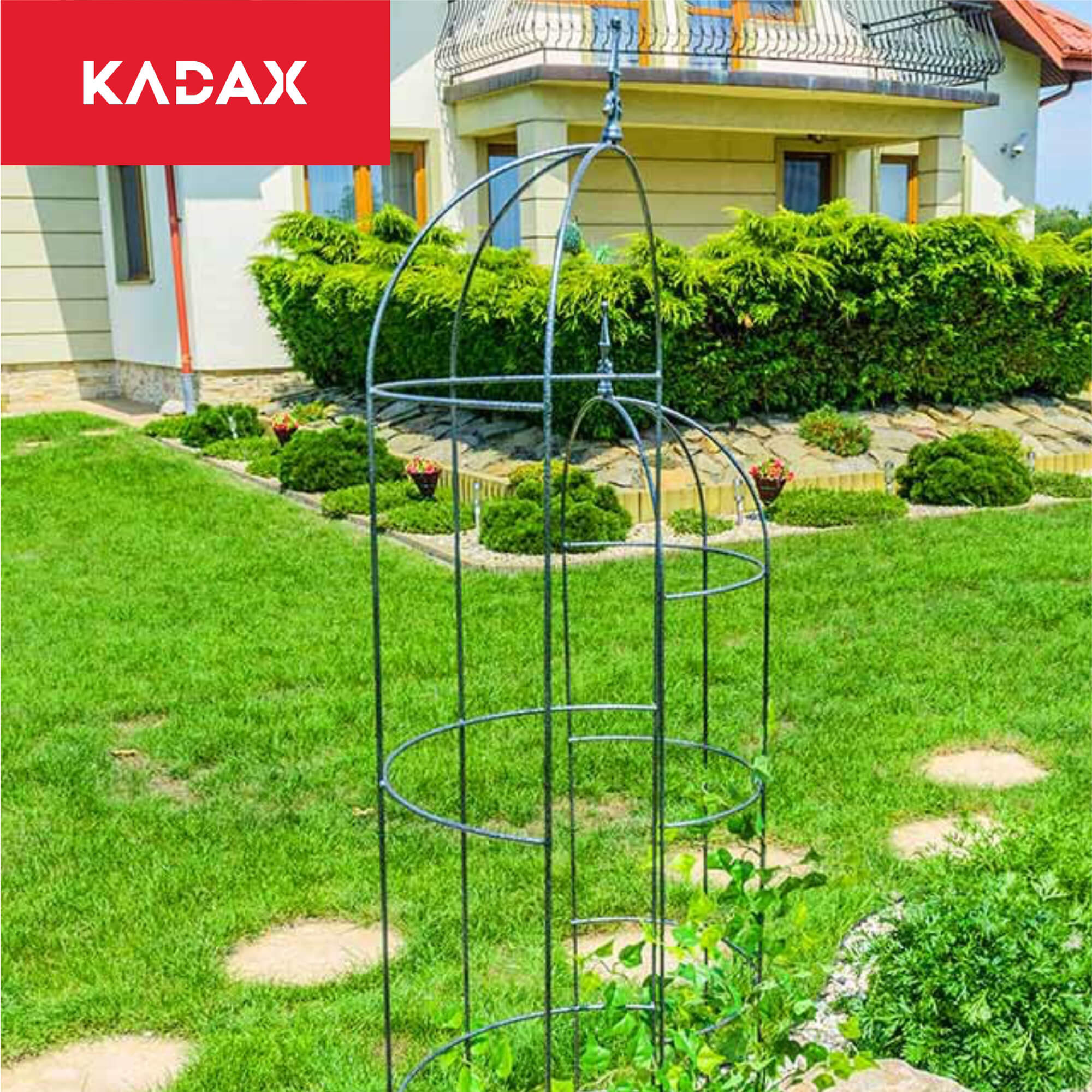 Obelisk ogrodowy na kwiaty metalowy 35 x 120 cm
