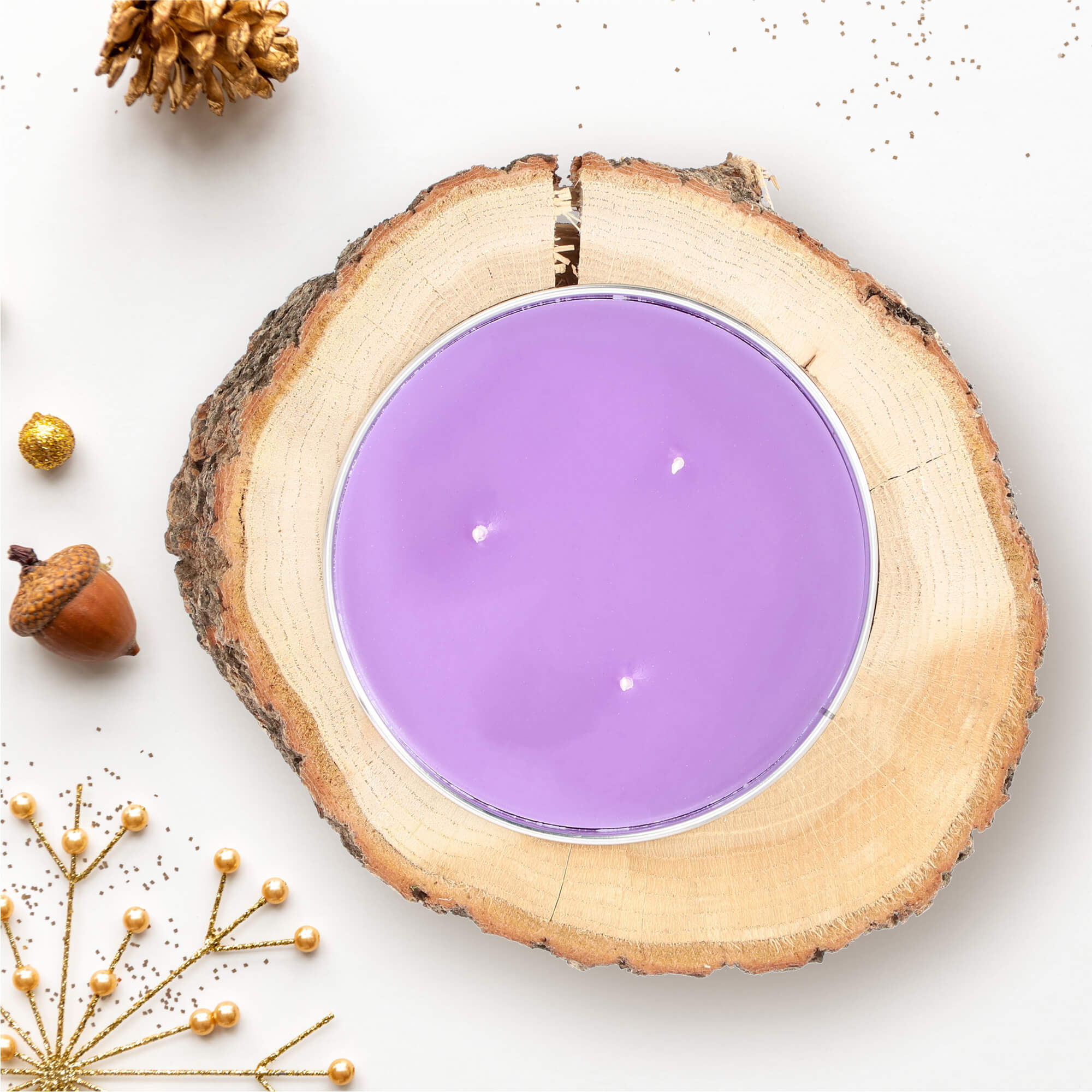 Świeca rustykalna zapachowa duża 18 cm, lawendowa