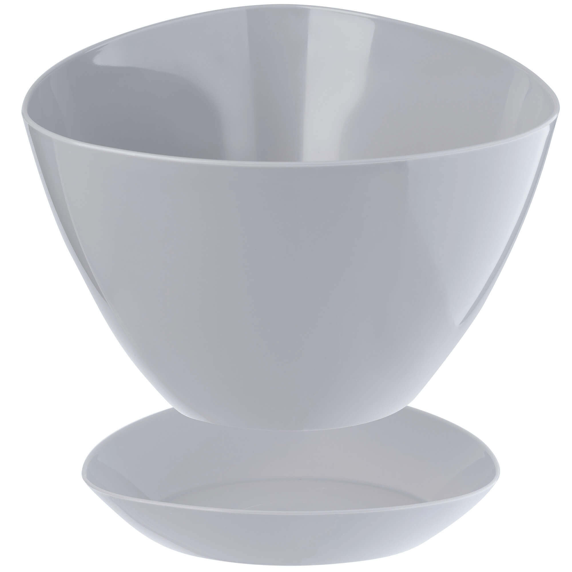 Doniczka trójkątna z podstawką 14 x 10 cm, szara