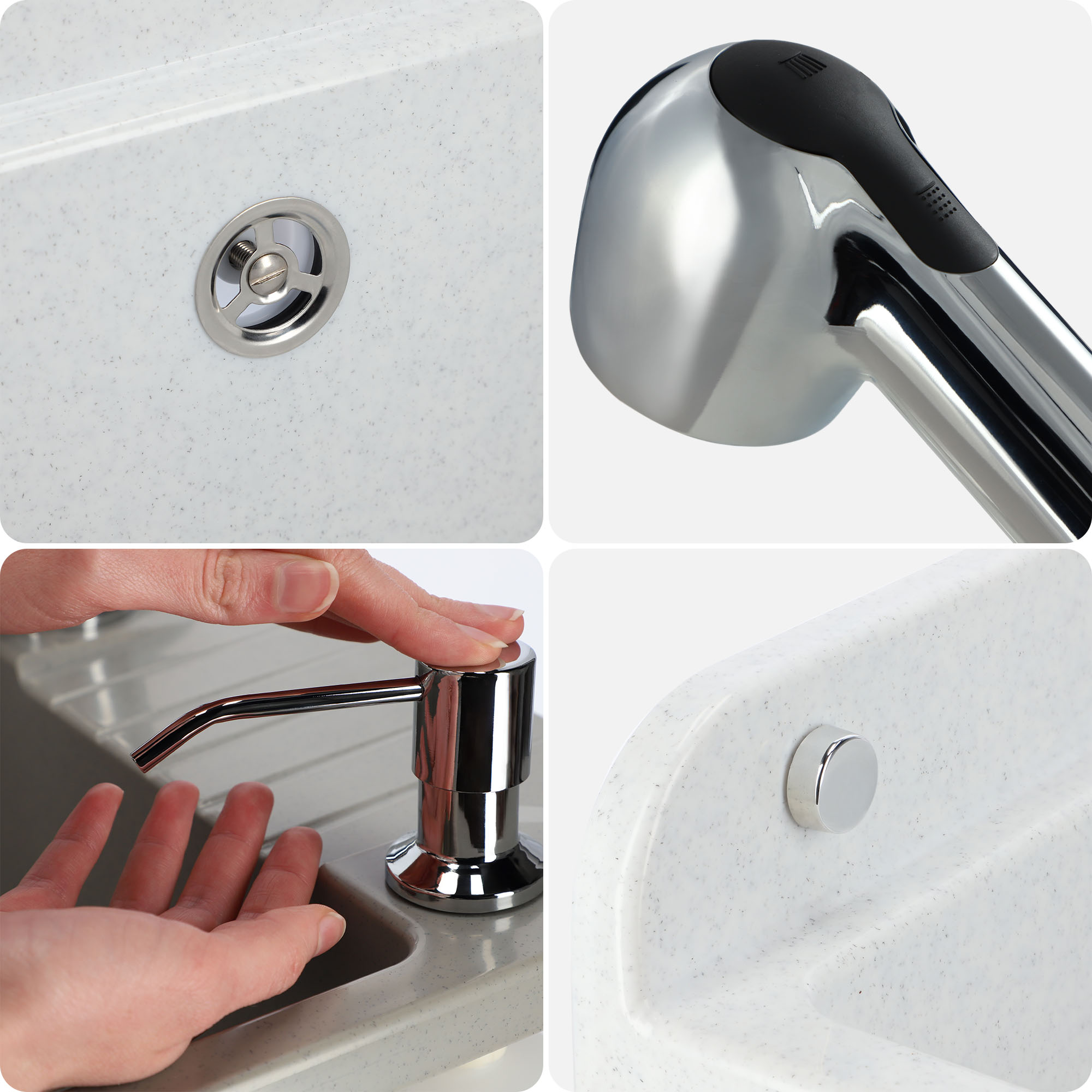 Zlew gospodarczy z baterią i dozownikiem Gospo, biały